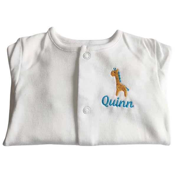 Personalised Giraffe Sleepsuit for Boys or Girls