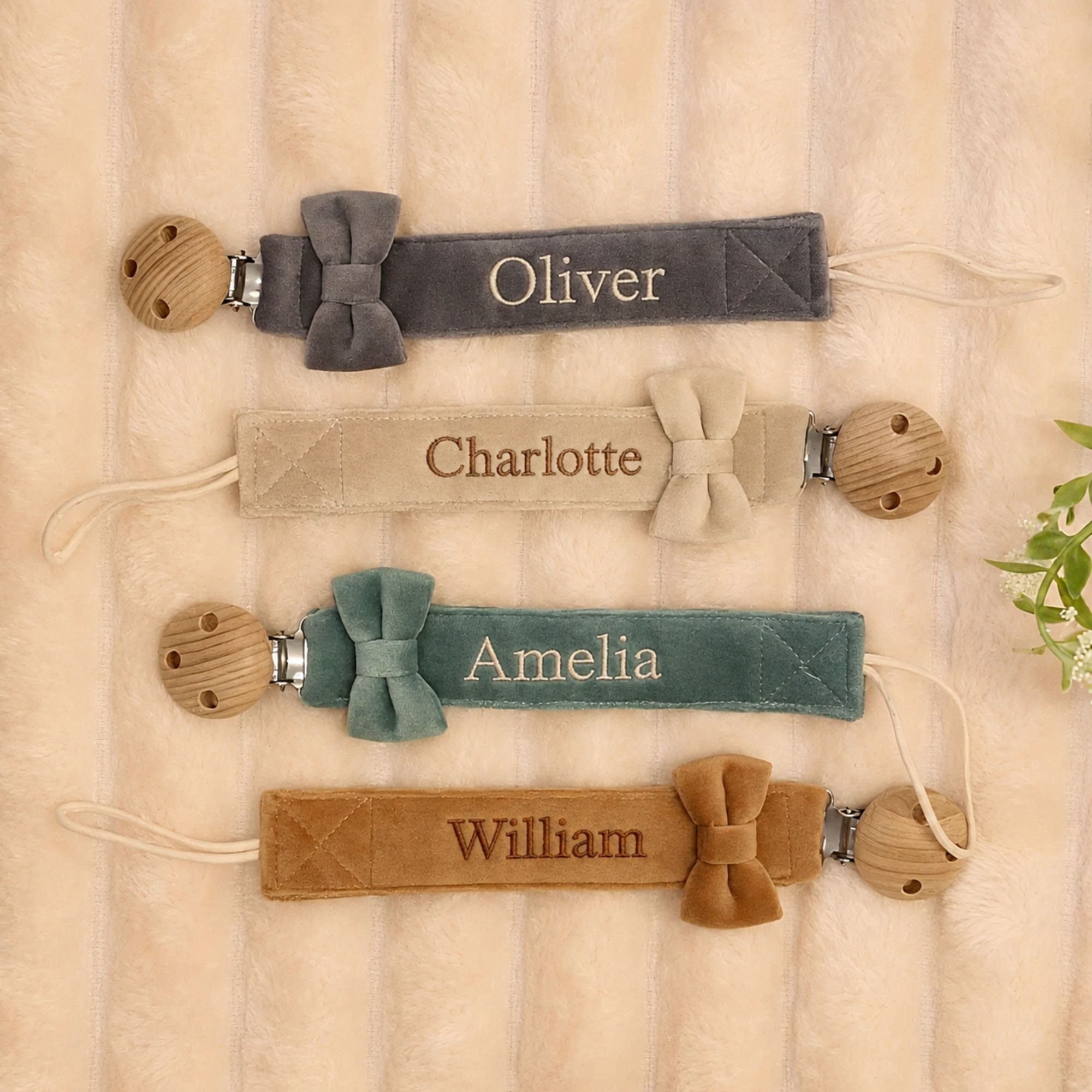Personalised Dummy Clip - Velvet Style & Bow