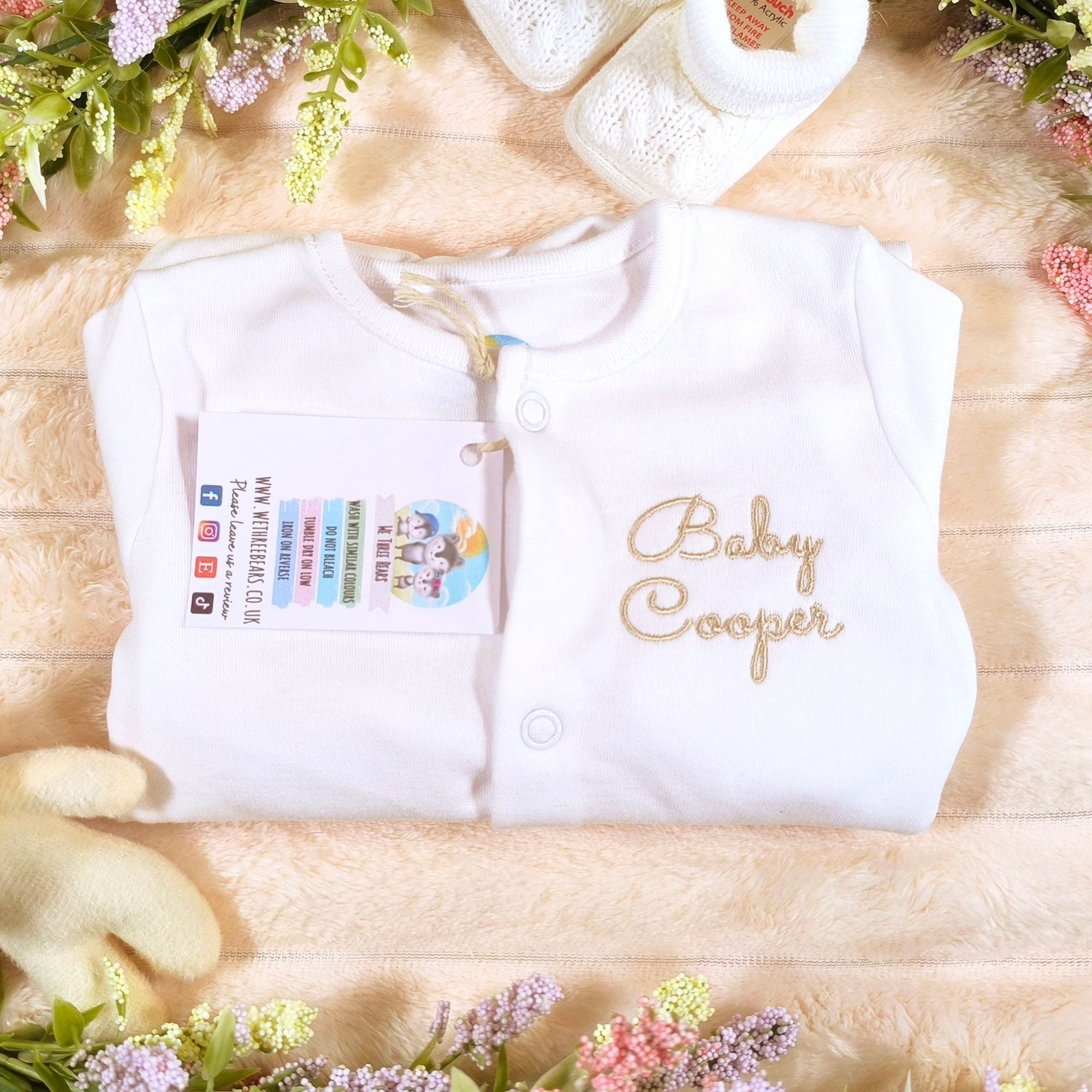 Personalised Embroidered Name Baby Sleepsuit