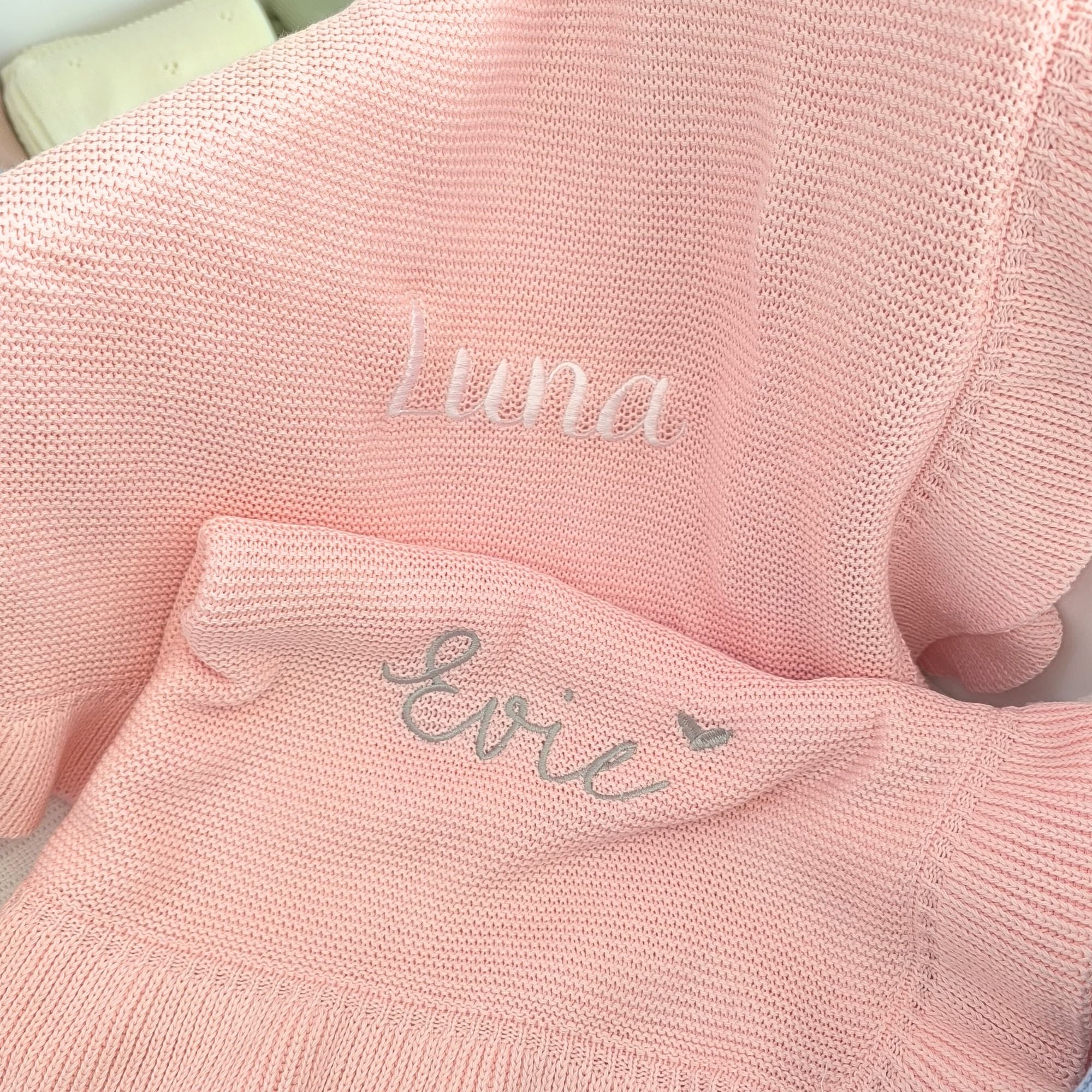 Ruffle Edge Personalised Baby Blanket - Embroidered Name