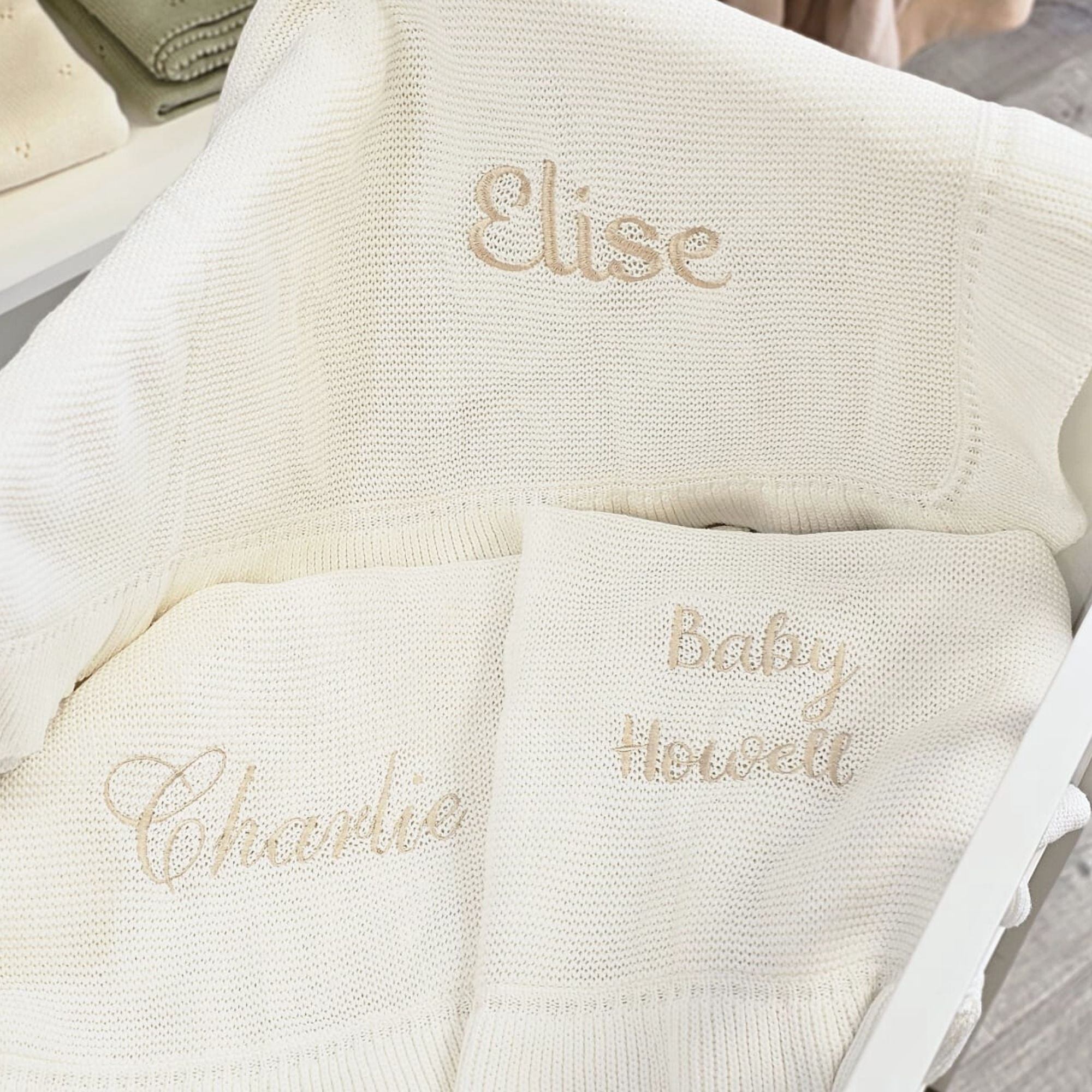 Ruffle Edge Personalised Baby Blanket - Embroidered Name