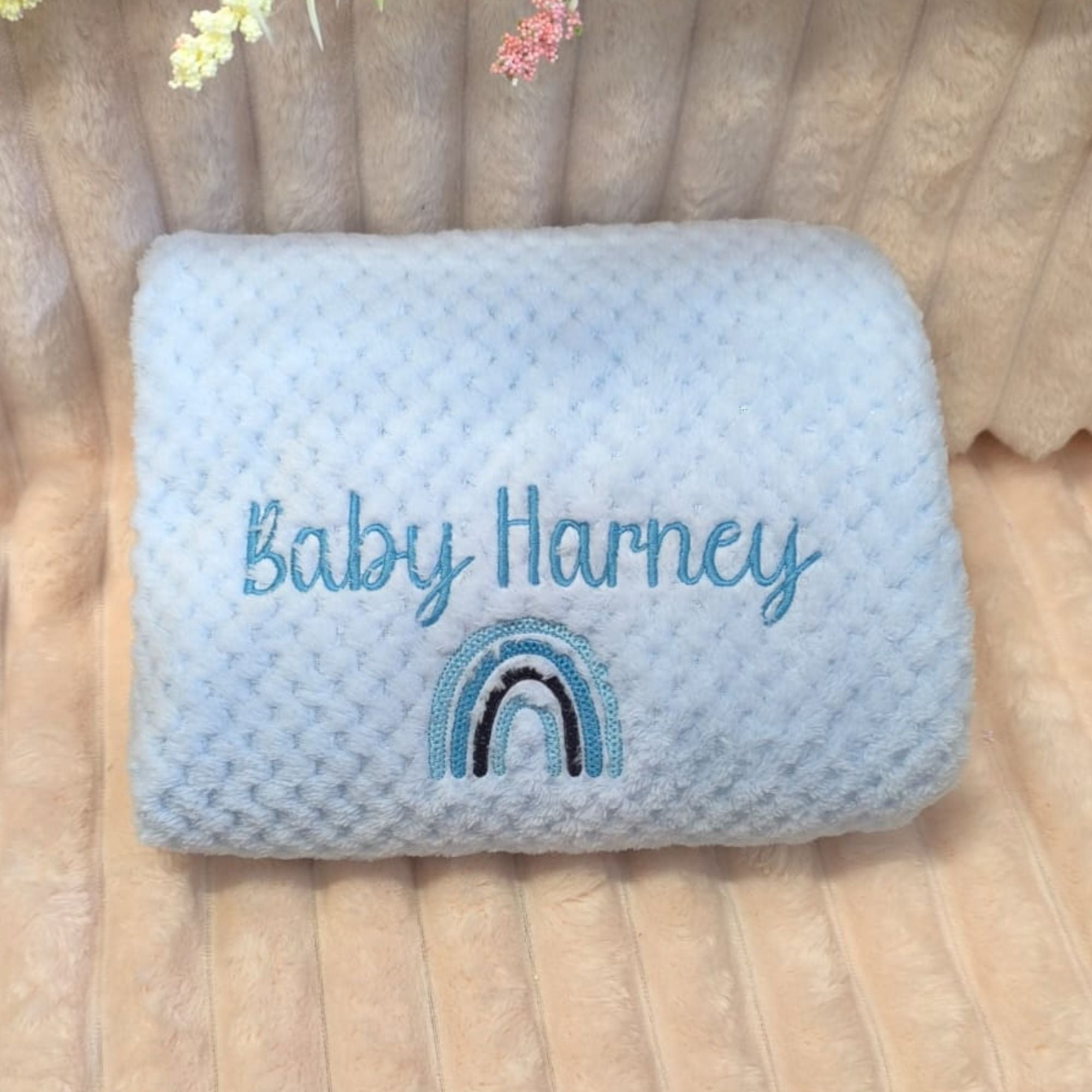 Personalised Embroidered Rainbow Blanket