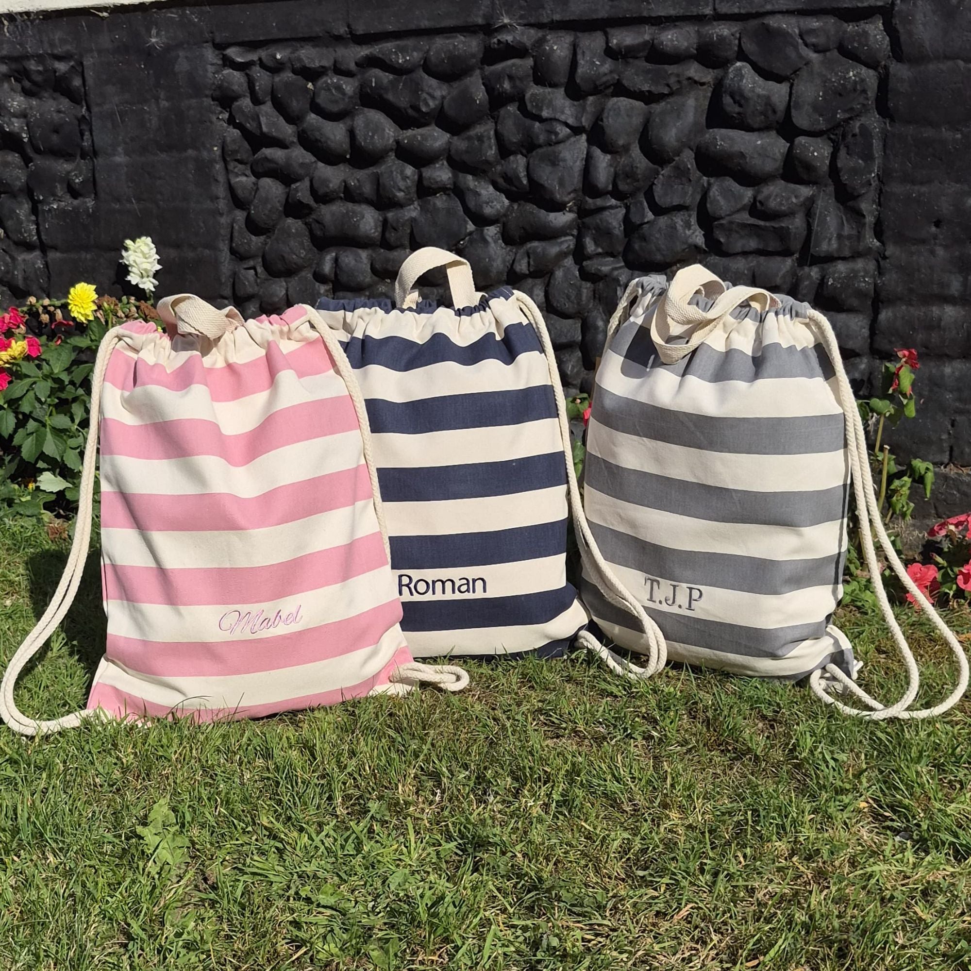 Personalised Drawstring Bag embroidered with child's name for school, nursery and PE