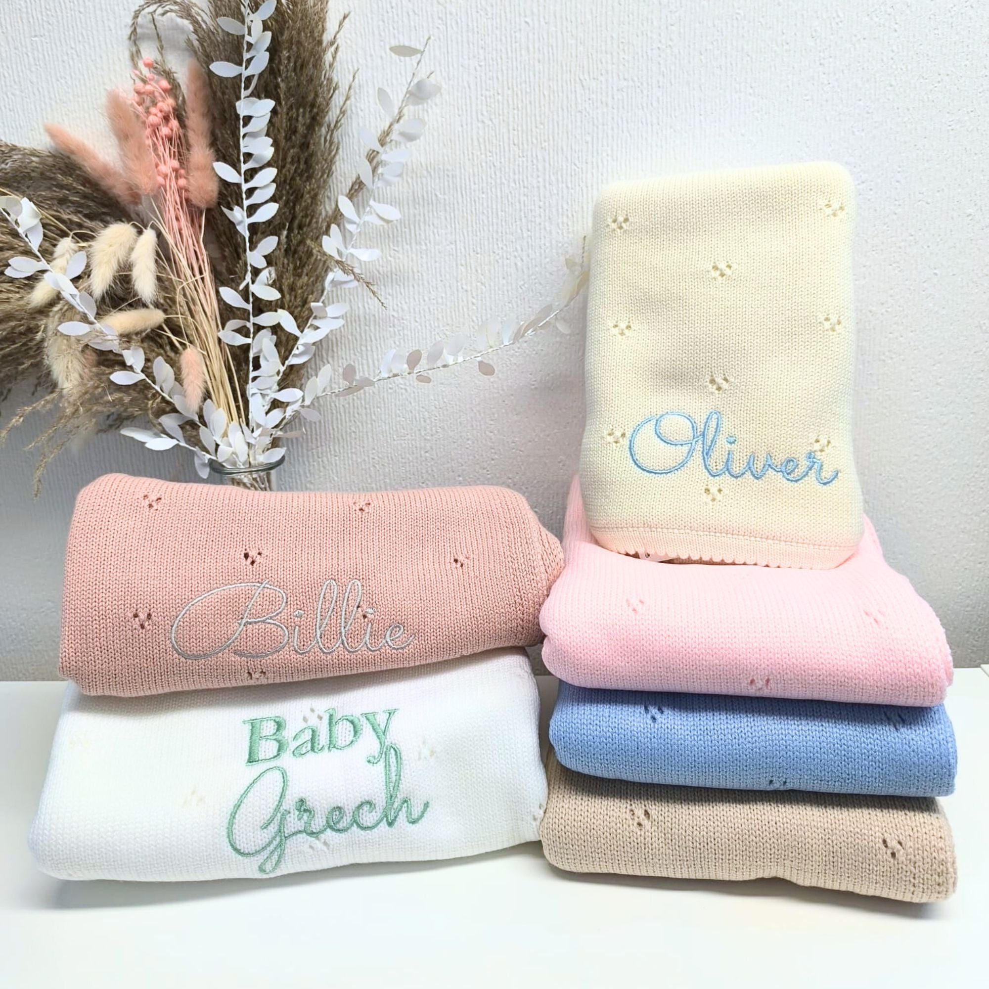 Personalised Knitted Baby Blanket with Name