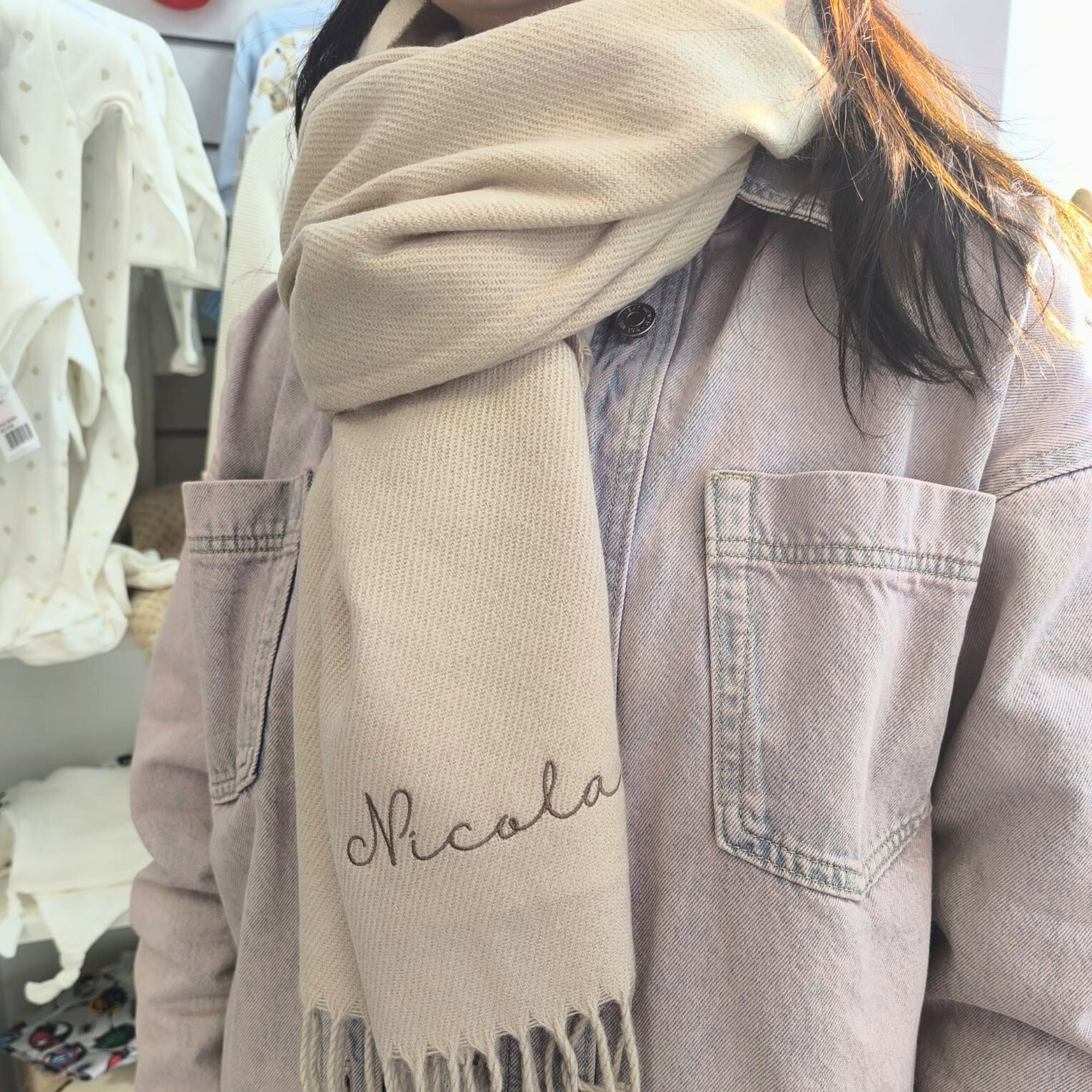 Embroidered Personalised Scarf for Women & Men