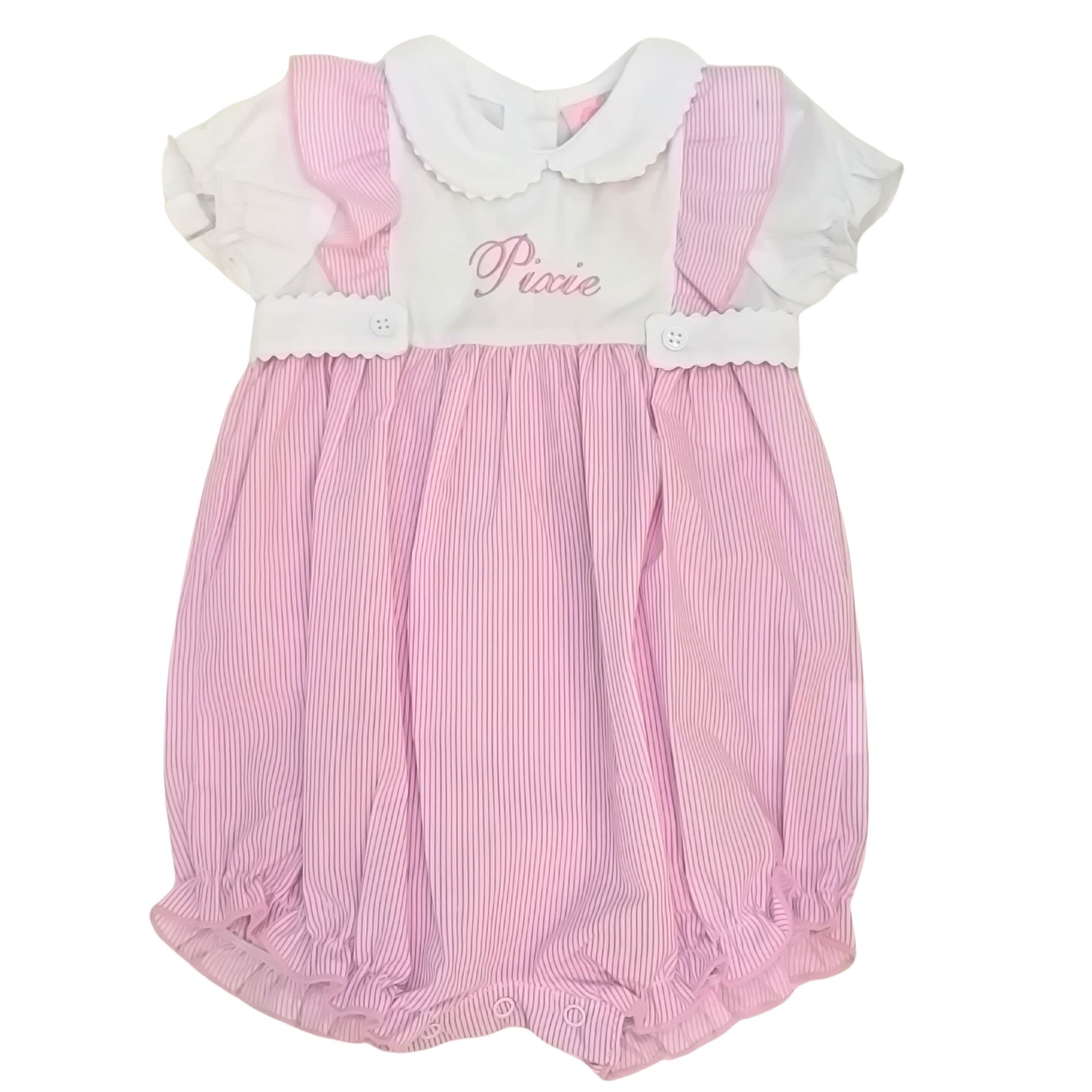 Rock A Bye Baby Girls Striped Romper - Plain or Personalised