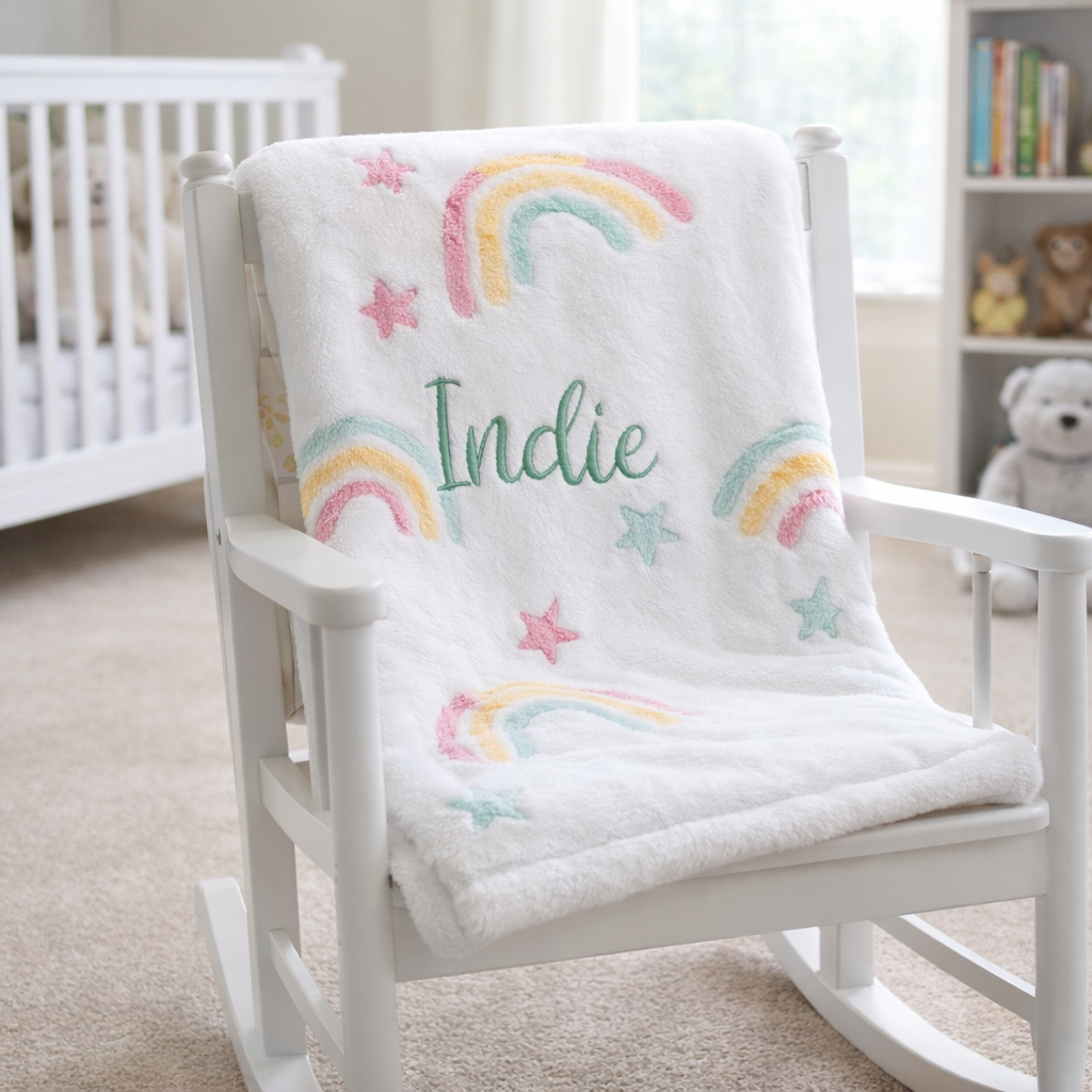 Personalised Rainbow Baby Blanket