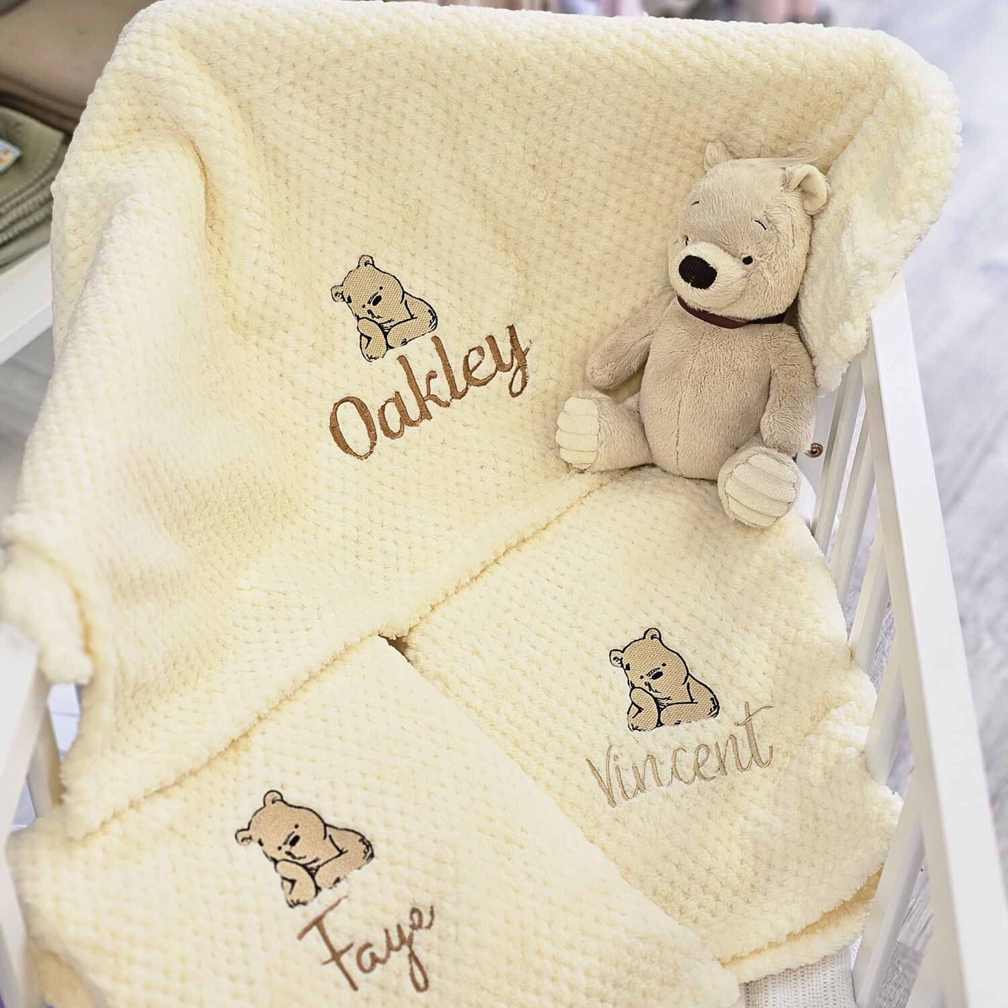 Personalised Winnie the Pooh Blanket with Embroidered Name