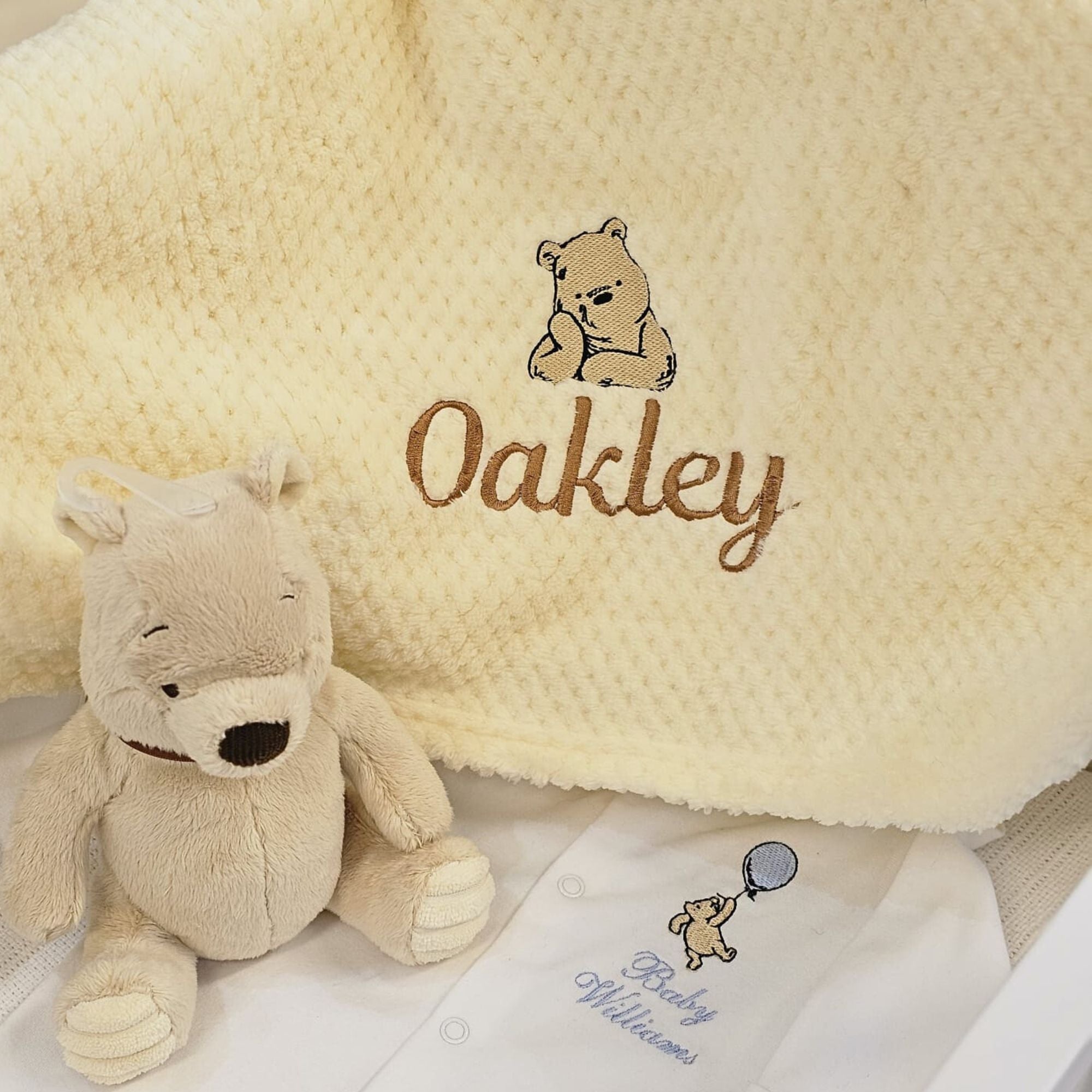Personalised Winnie the Pooh Blanket with Embroidered Name
