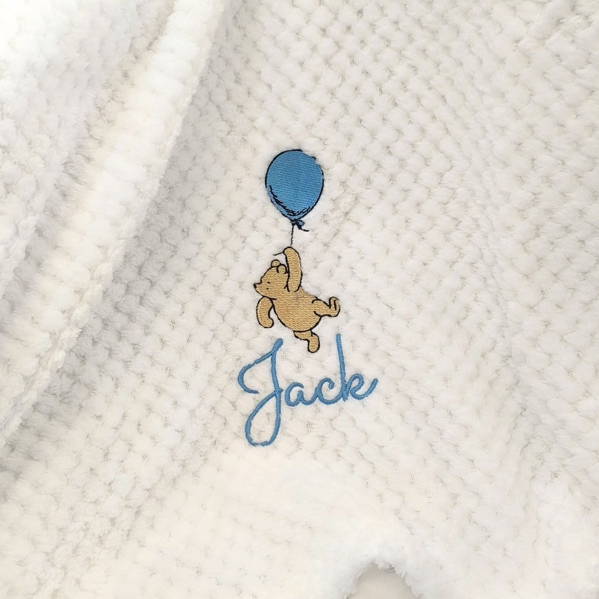 Personalised Winnie the Pooh Blanket with Balloon and Embroidered Name