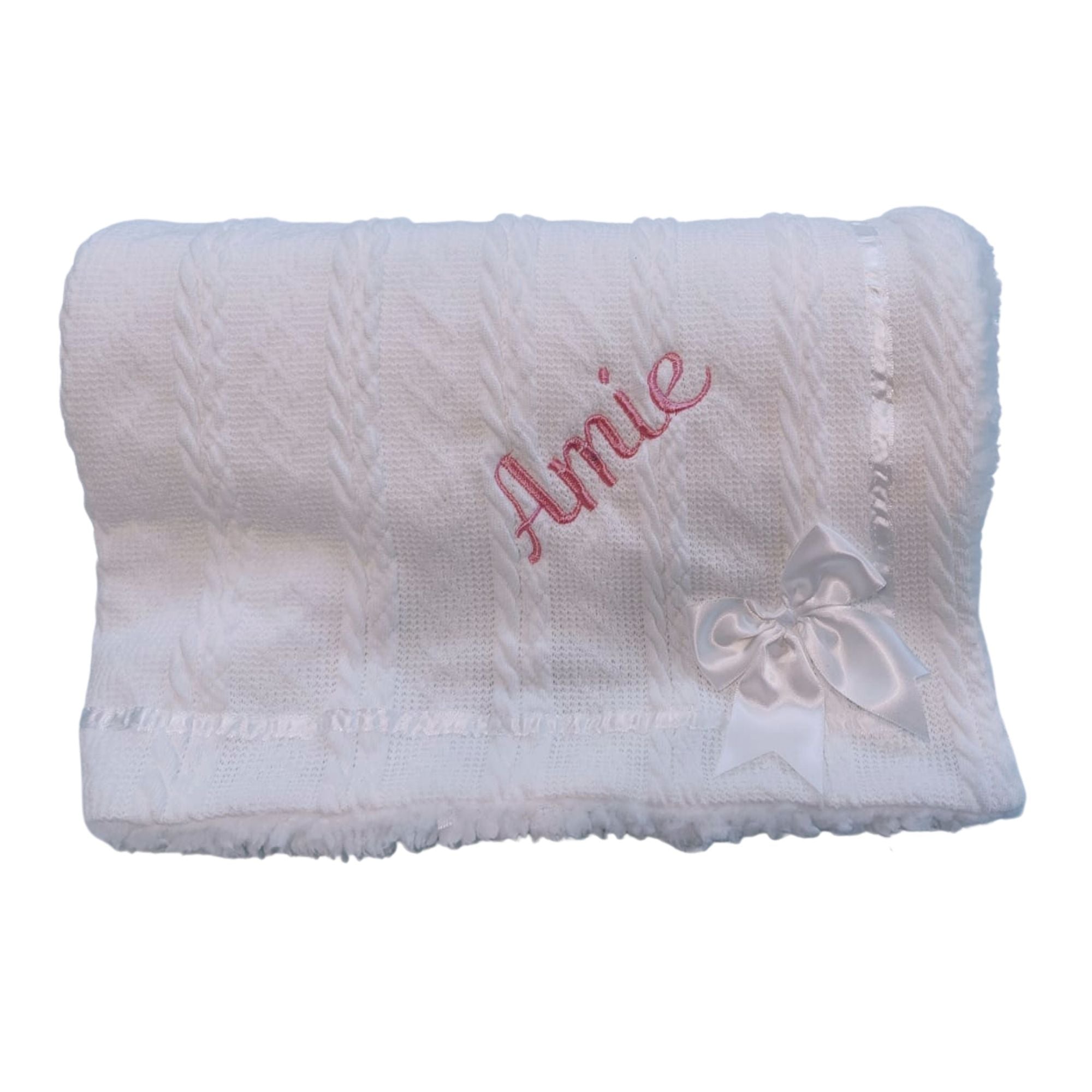 Personalised Cable Knit Blanket with Sherpa Fleece Lining