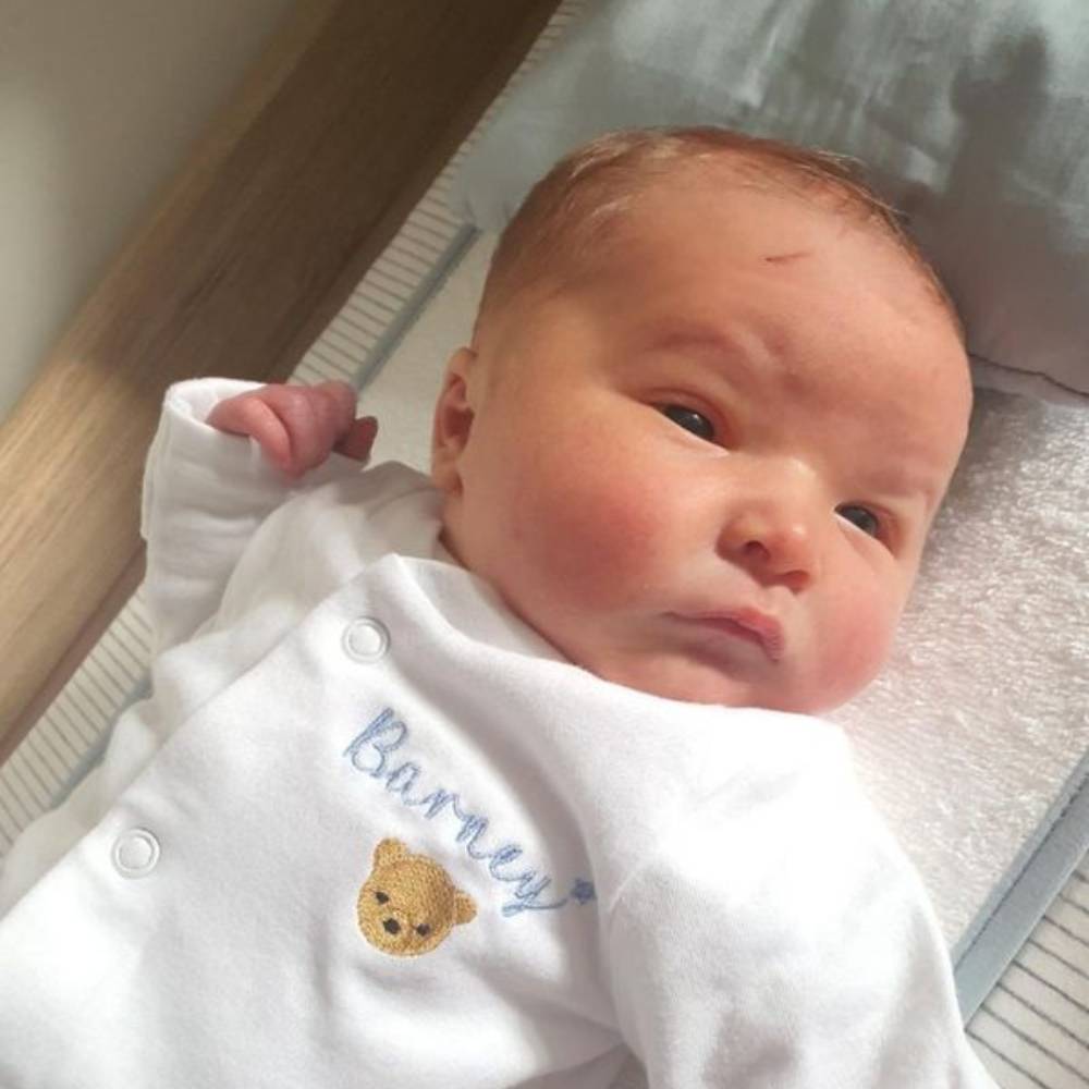 Personalised Baby Sleepsuit with Embroidered Bear Face