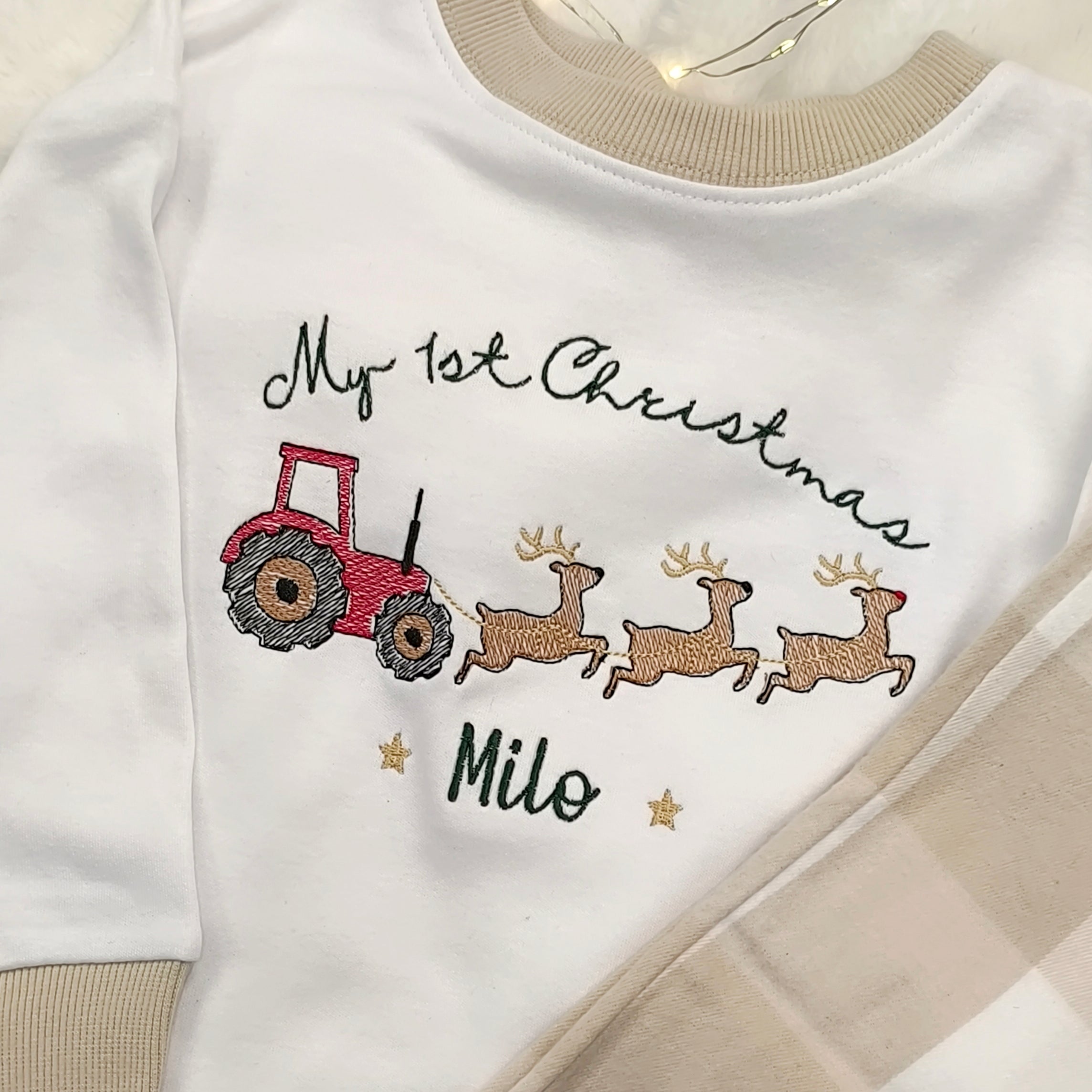 Personalised Christmas Tractor Pyjamas for Kids