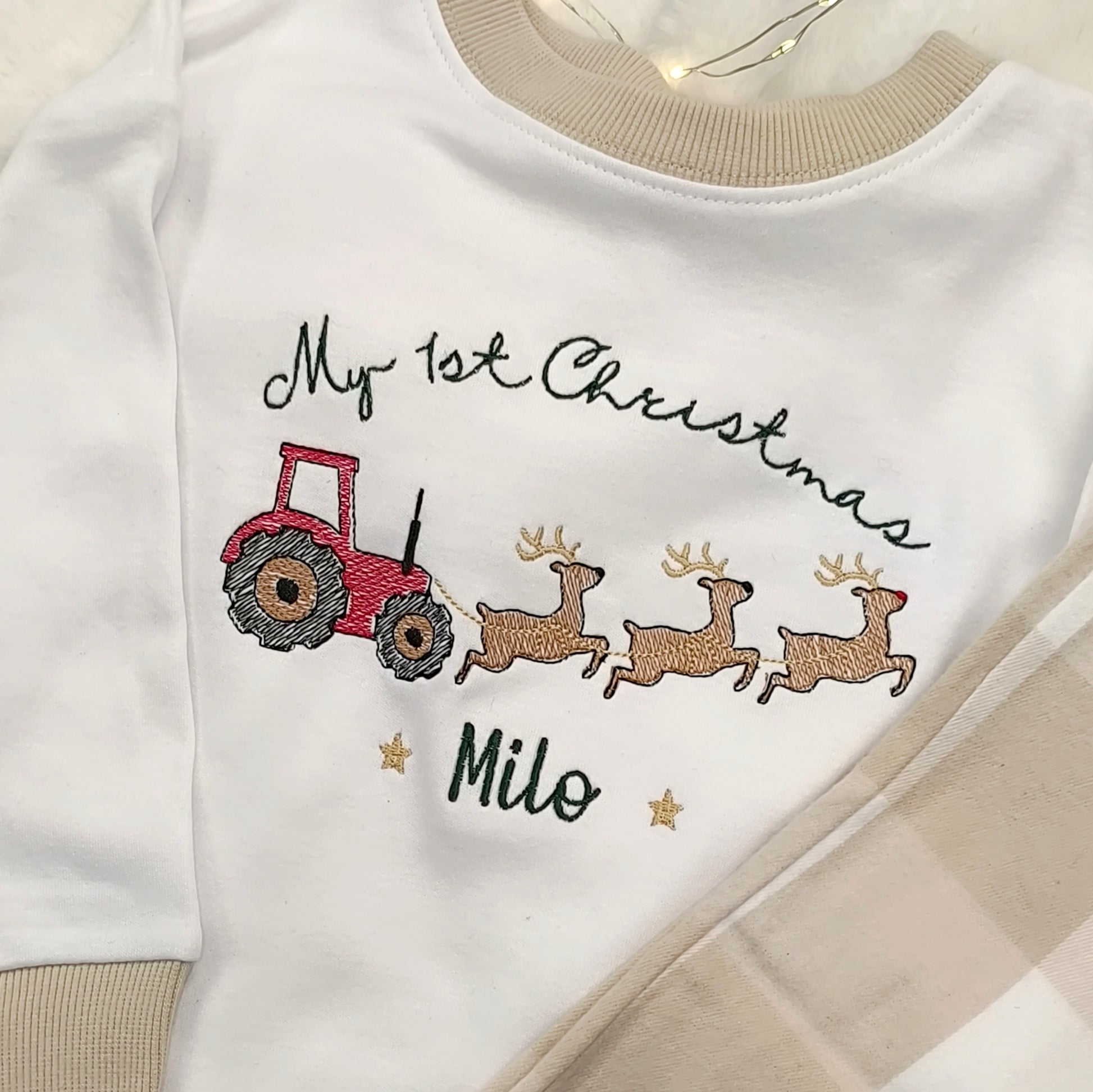Personalised Christmas Tractor Pyjamas for Kids