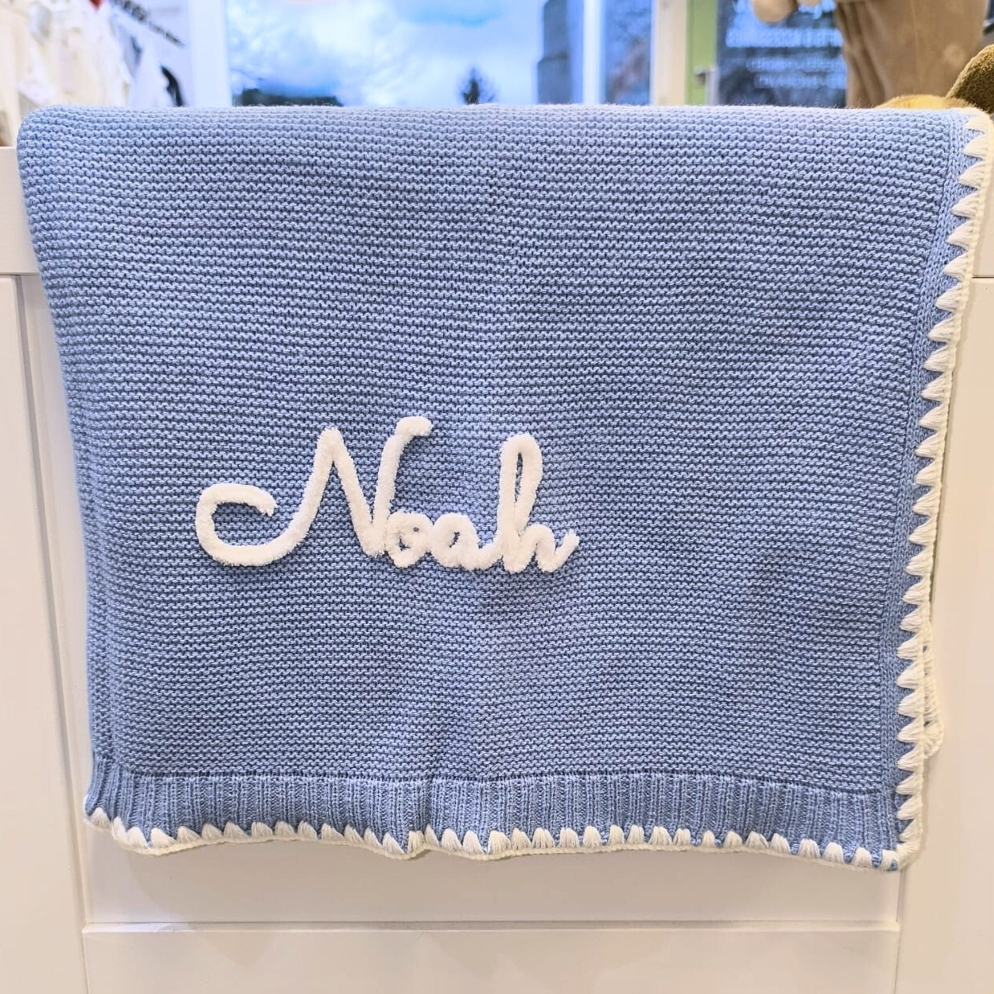 Personalised Baby Blanket with Knitted Name