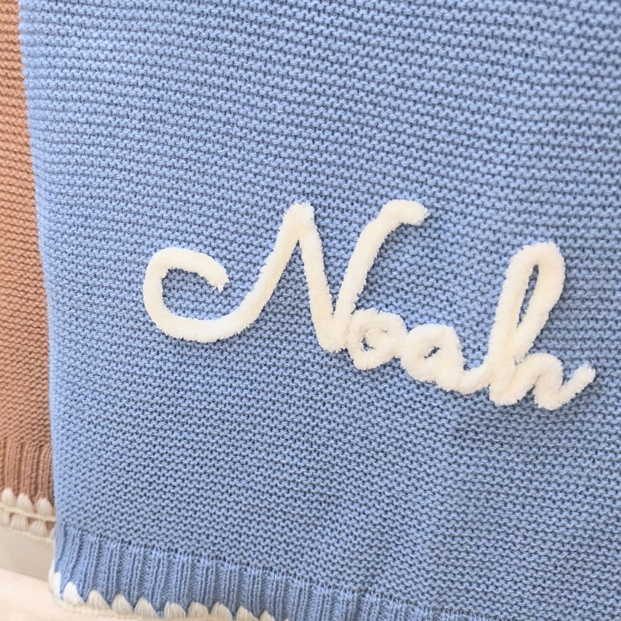 Personalised Baby Blanket with Knitted Name