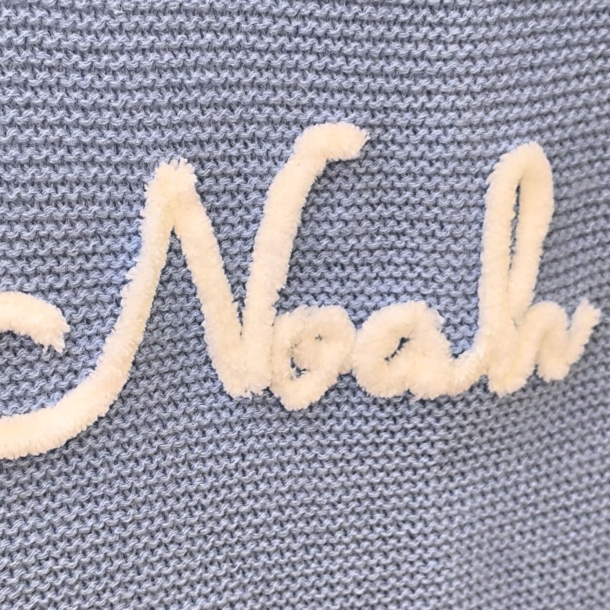 Personalised Baby Blanket with Knitted Name