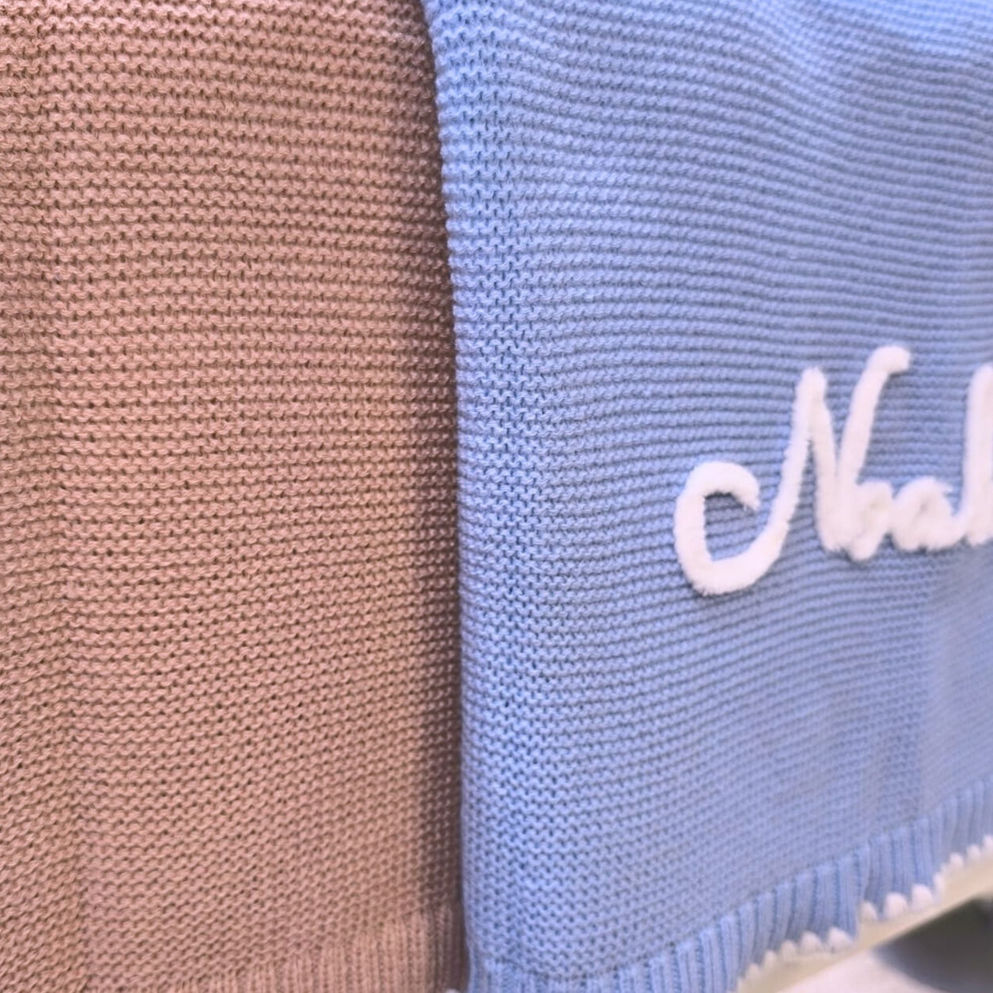 Personalised Baby Blanket with Knitted Name