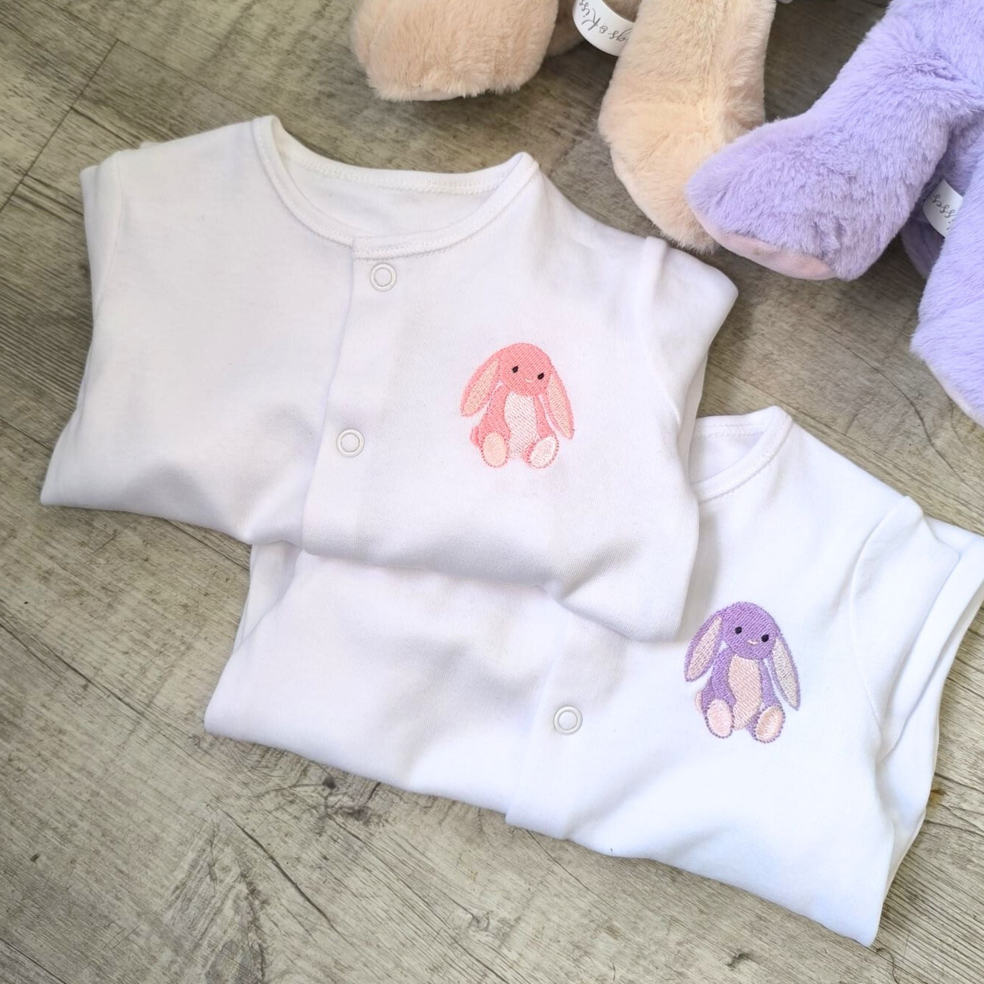 Personalised Bunny Baby Sleepsuit