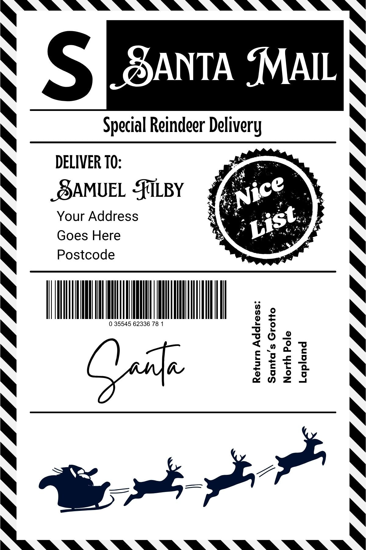Personalised Christmail Postage Label - Unique Kids Gift Tag