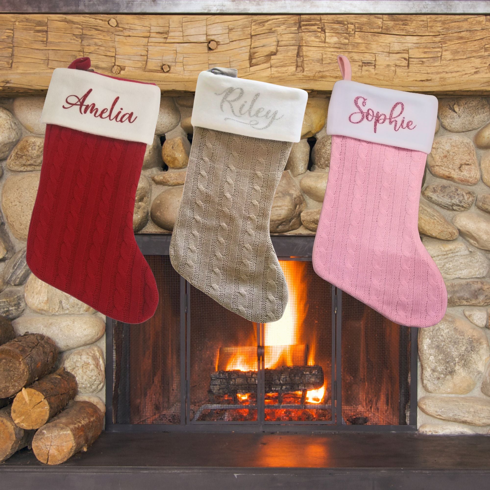 Personalised Cable Knit Christmas Stocking