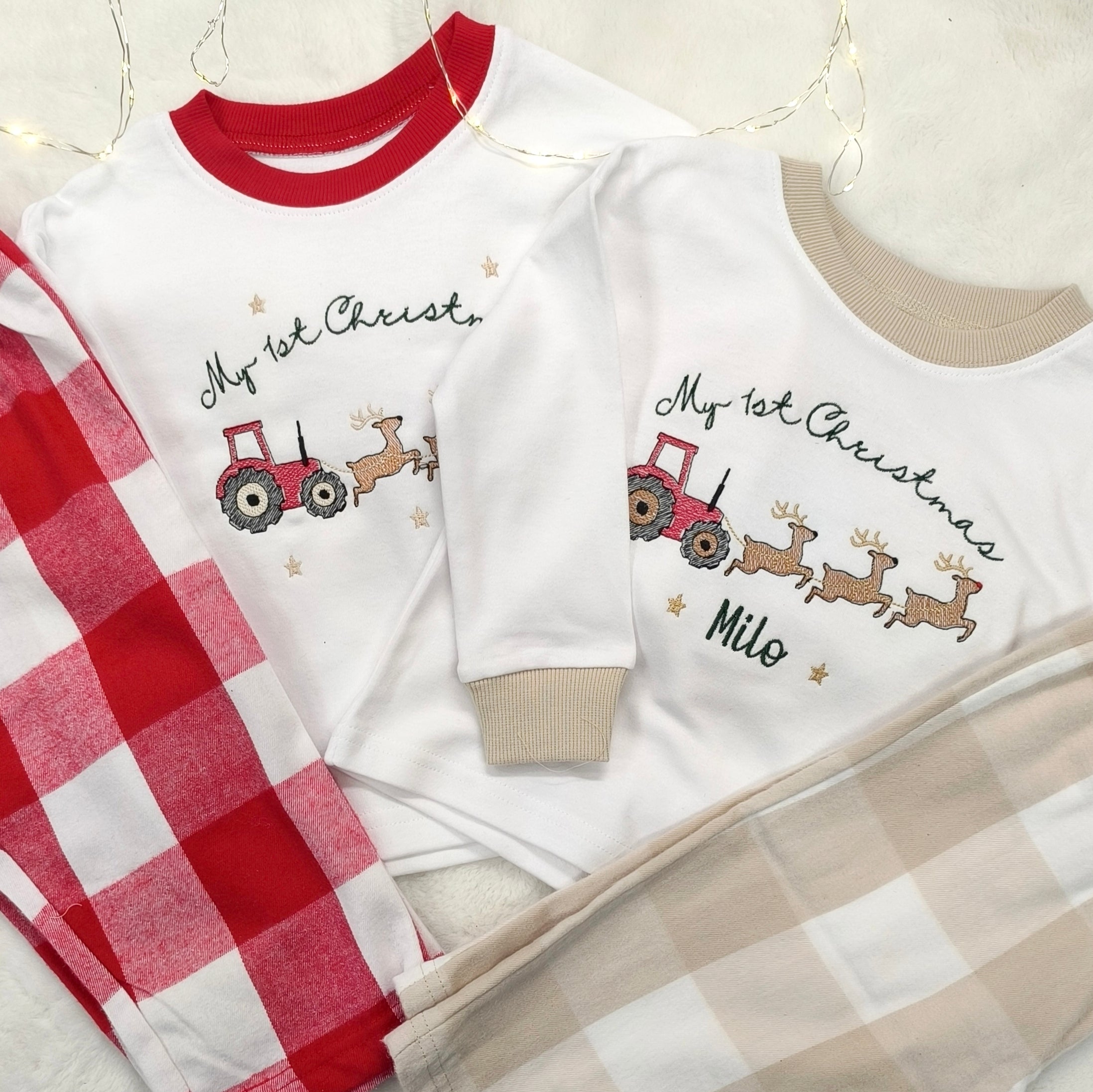 Personalised Christmas Tractor Pyjamas for Kids
