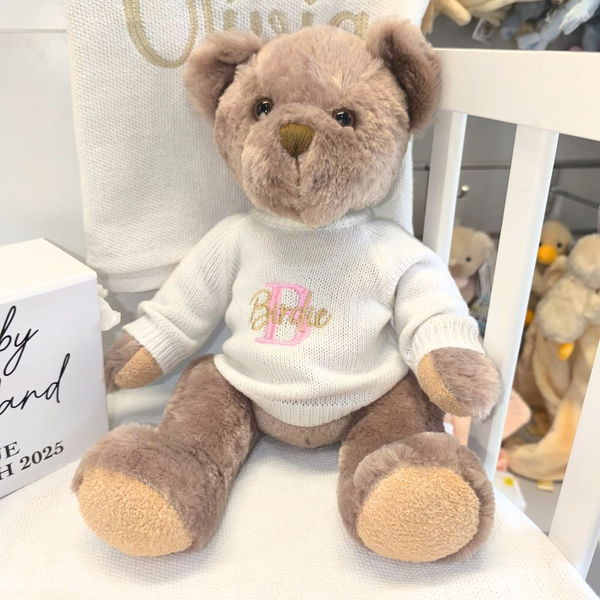 Personalised Classic Teddy Bear with Embroidered Jumper - 27cm
