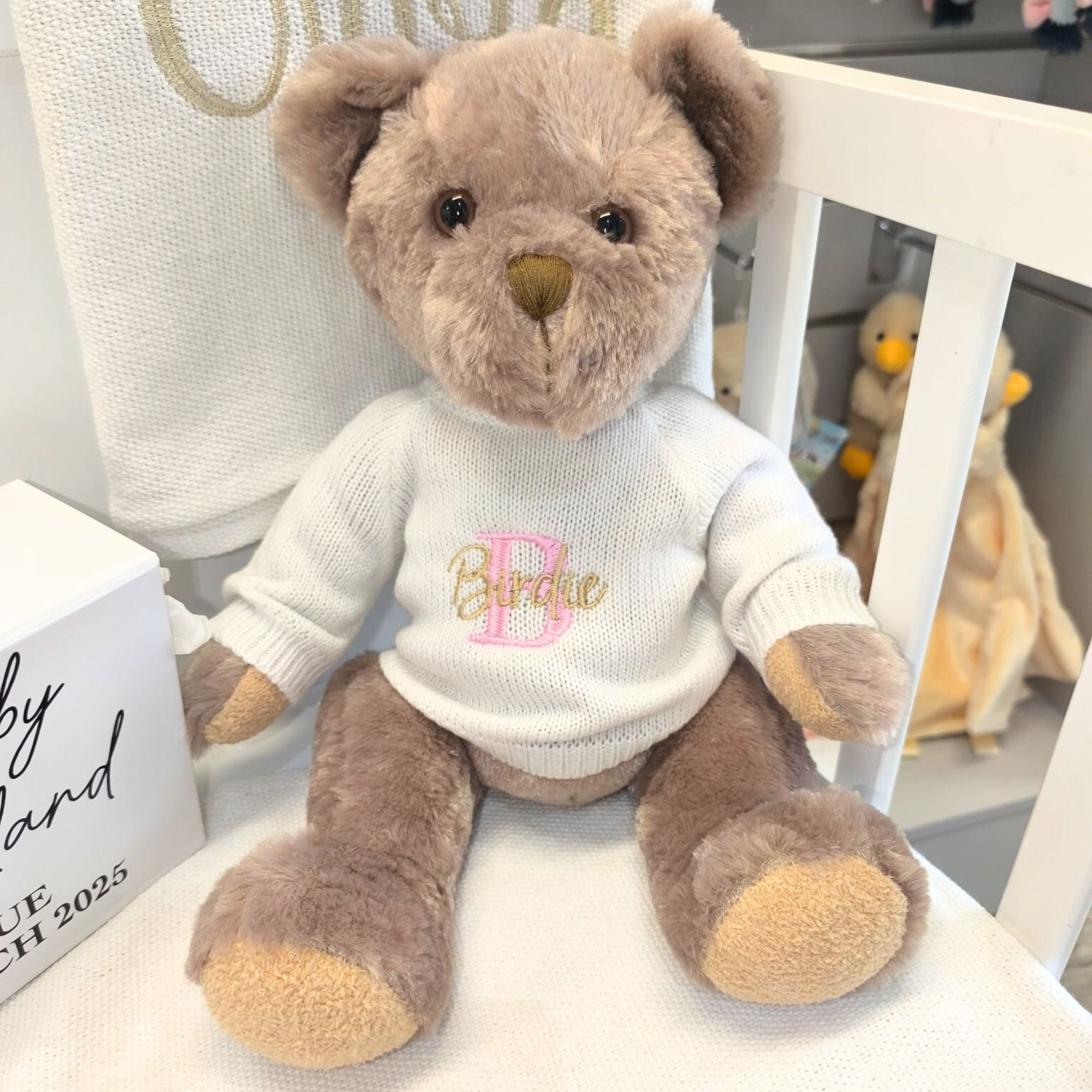 Personalised Classic Teddy Bear with Embroidered Jumper - 27cm