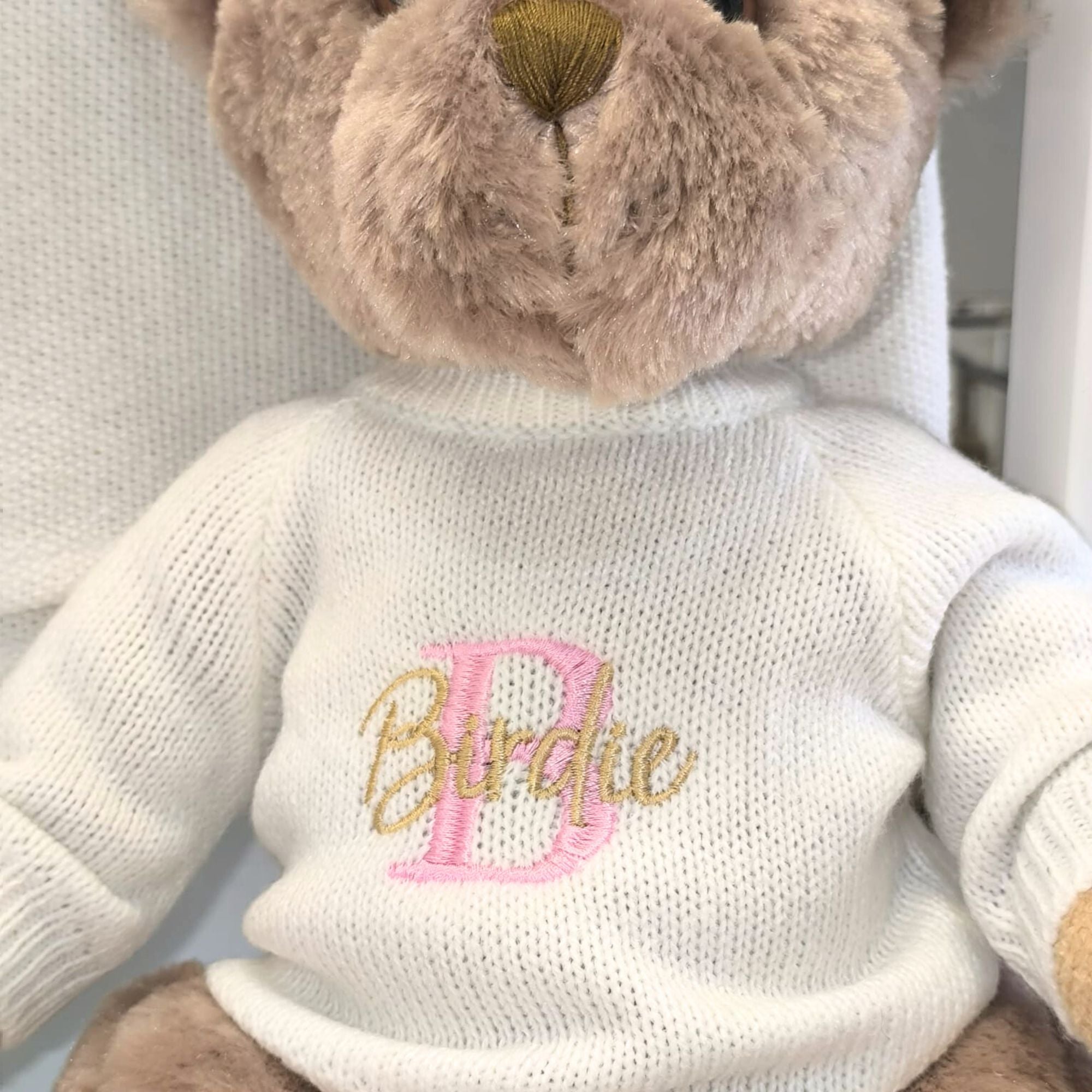 Personalised Classic Teddy Bear with Embroidered Jumper - 27cm