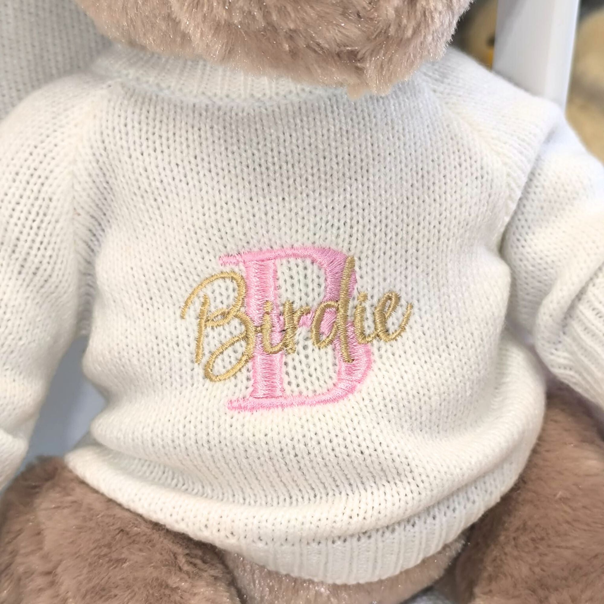 Personalised Classic Teddy Bear with Embroidered Jumper - 27cm