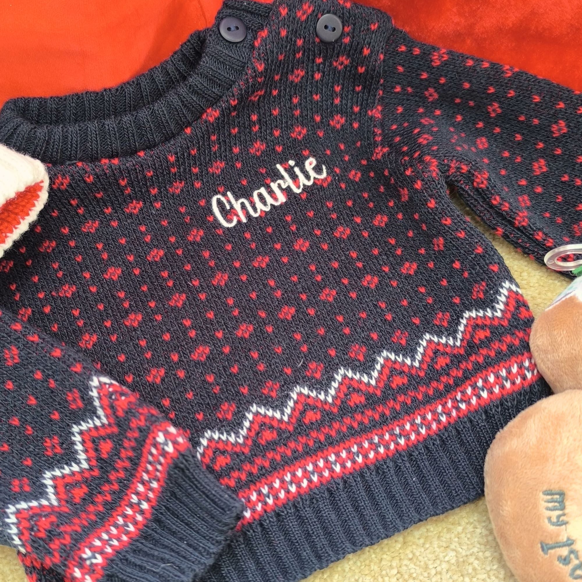Personalised Baby Jumper - Navy Fairisle