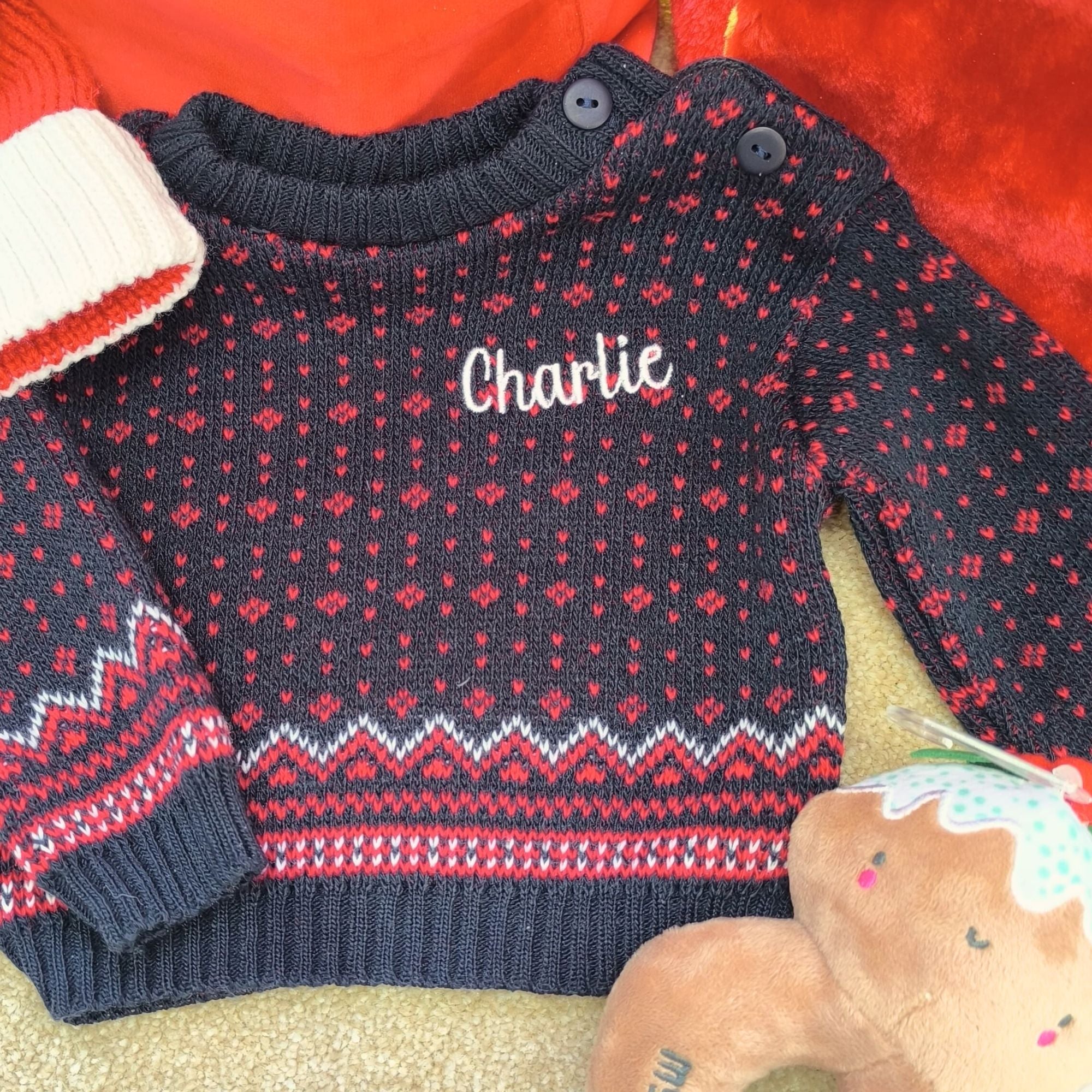 Personalised Baby Jumper - Navy Fairisle