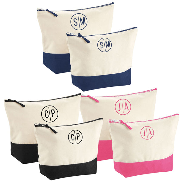 Personalised Canvas Wash Bag with Initials for Women