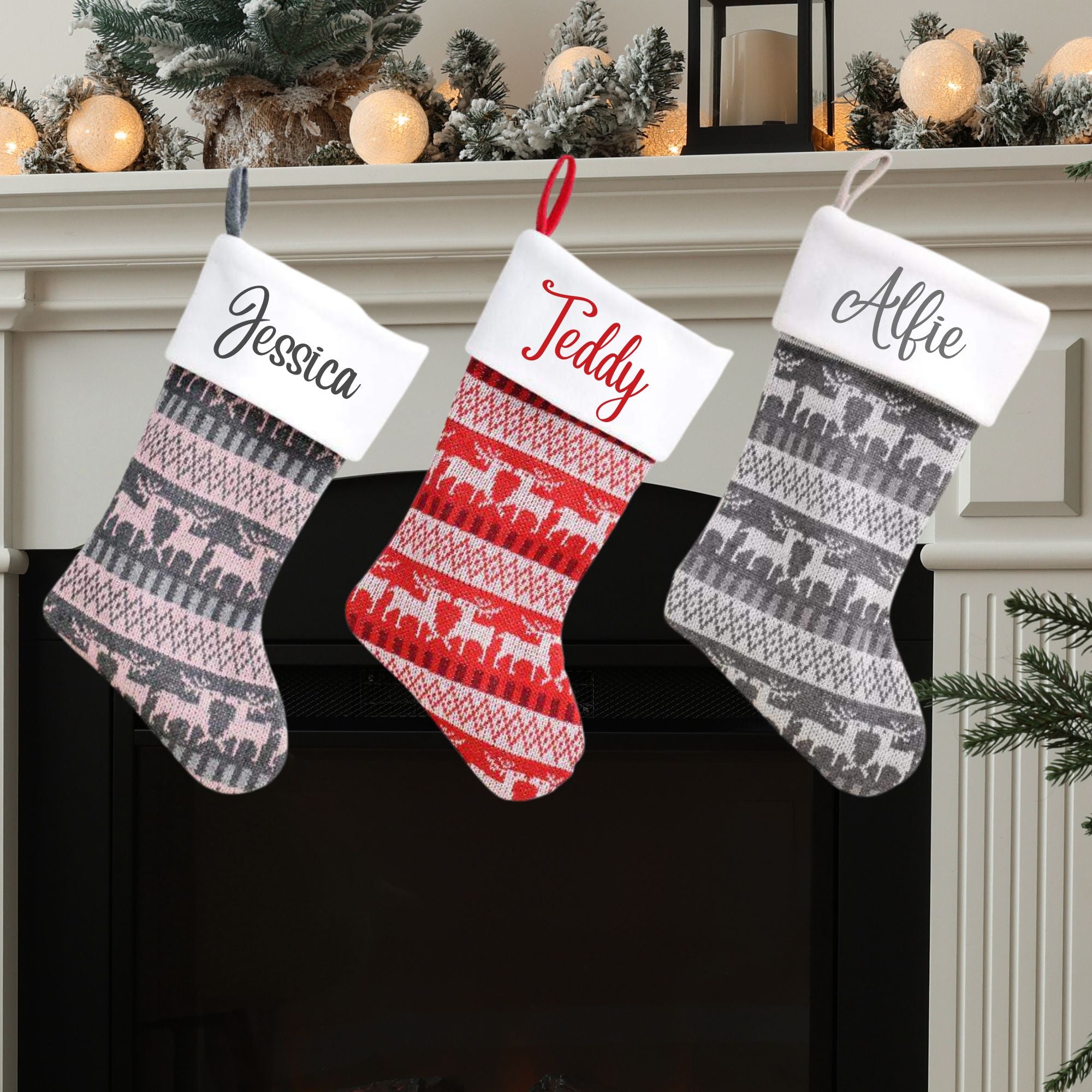Personalised Nordic Reindeer Christmas Stocking