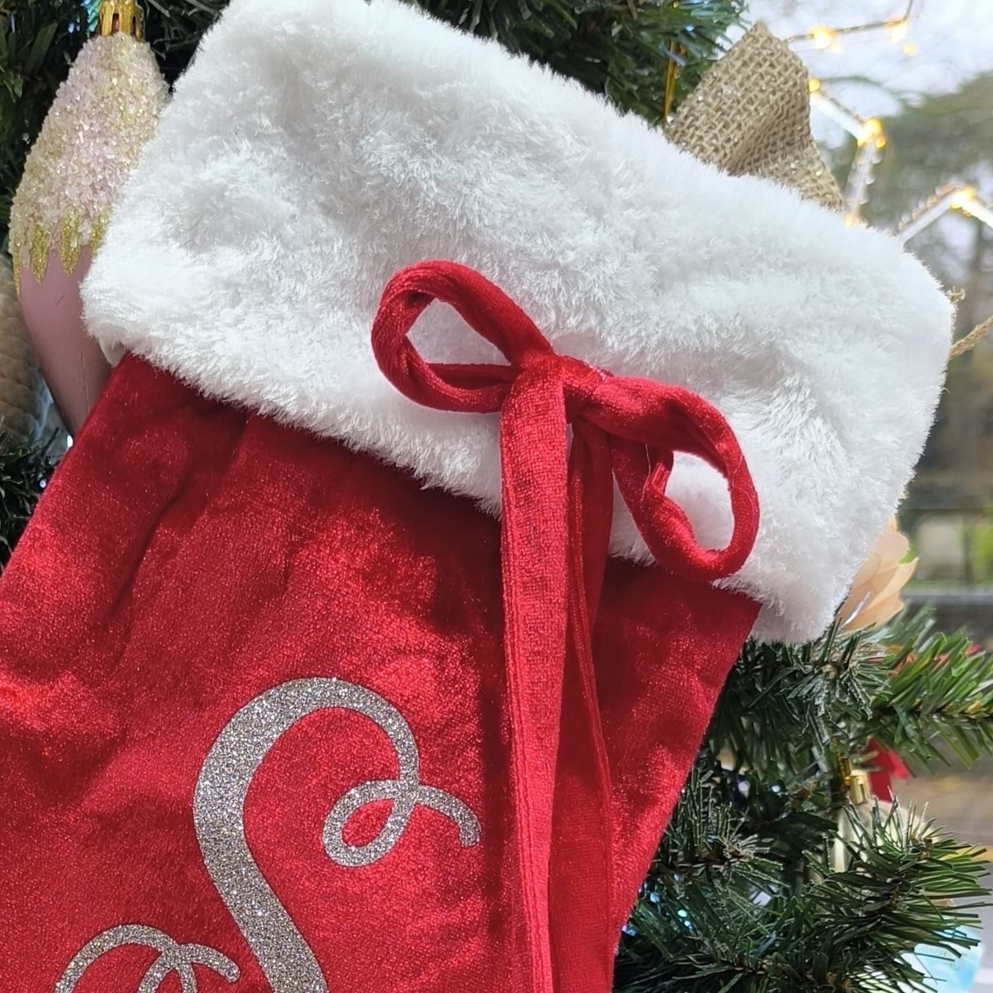 Personalised Christmas Stocking with Pom Poms