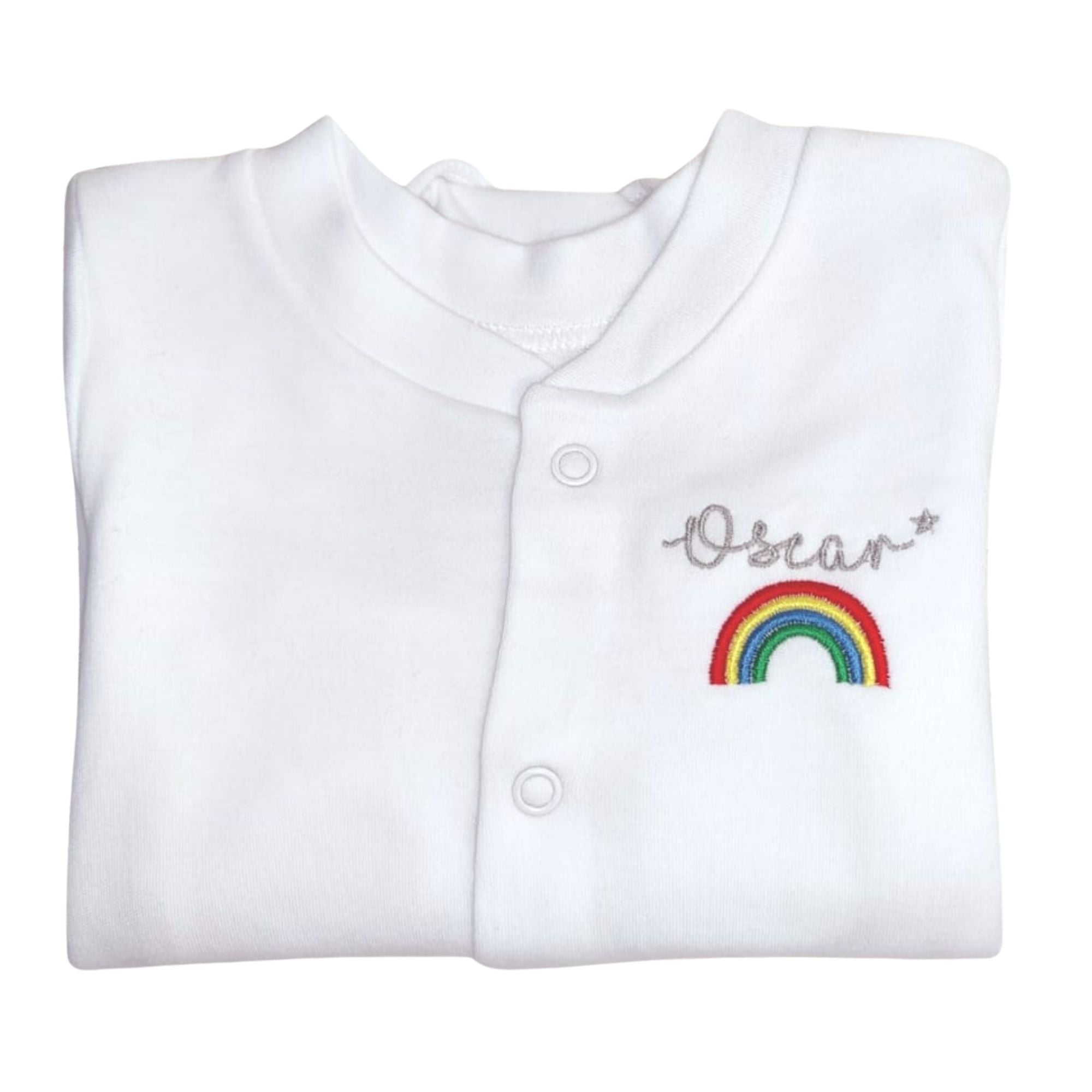 Personalised Rainbow Sleepsuit with Embroidered Name