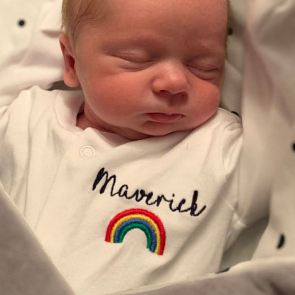 Personalised Rainbow Sleepsuit with Embroidered Name