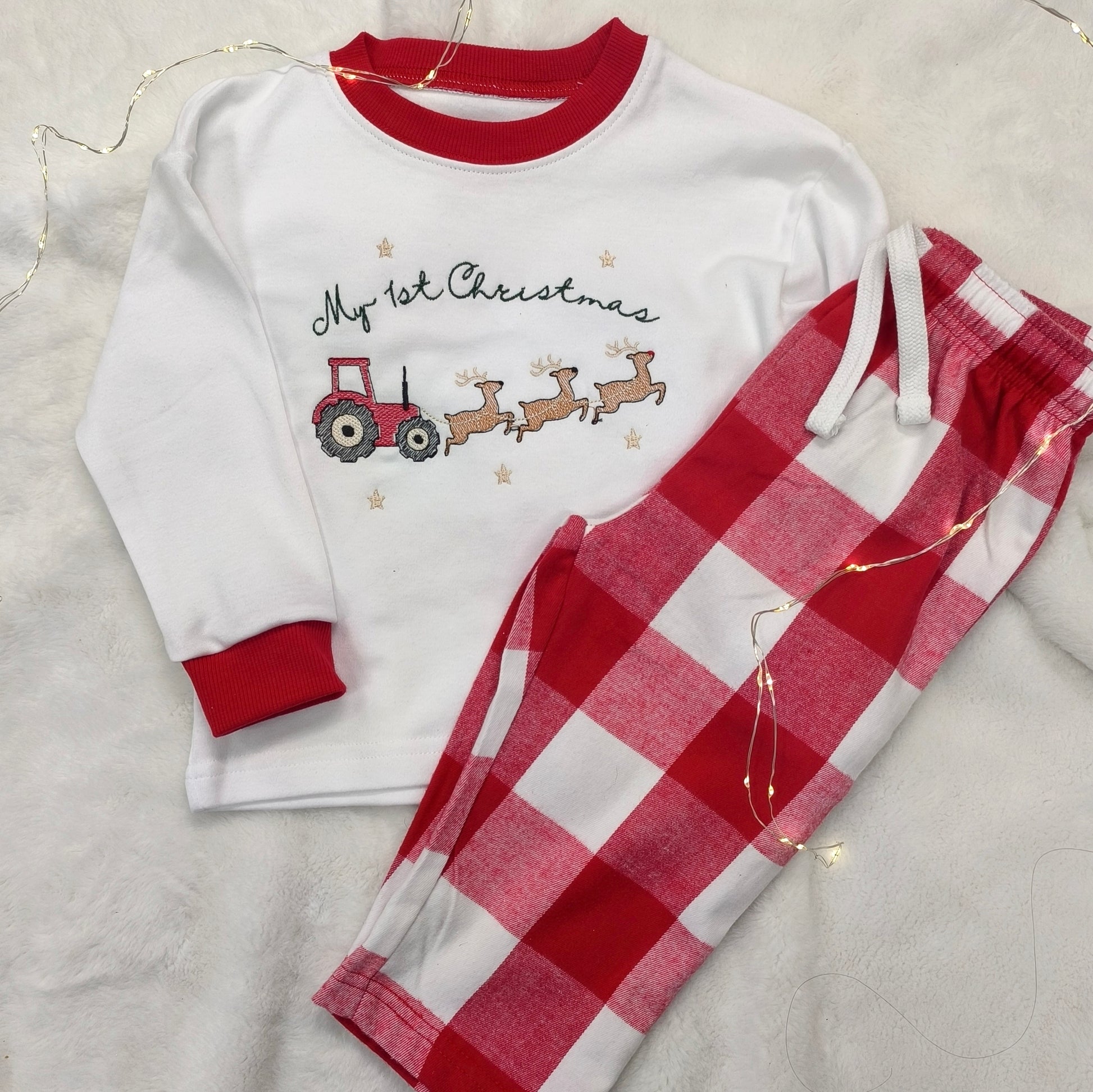 Personalised Christmas Tractor Pyjamas for Kids