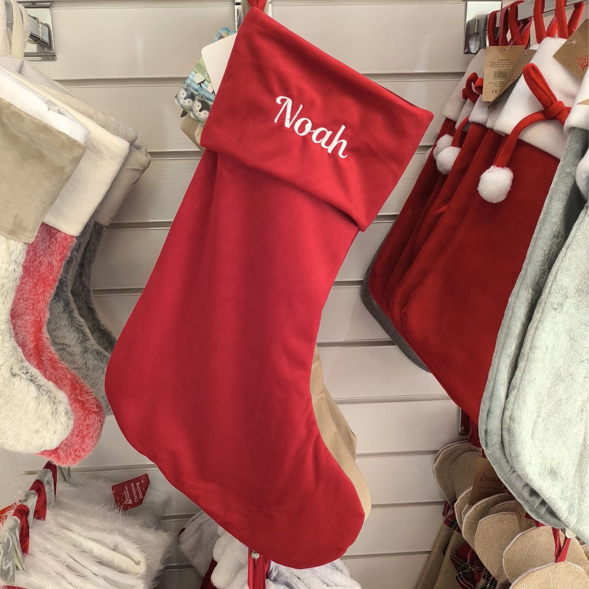 Personalised Christmas Stocking with an Embroidered Name