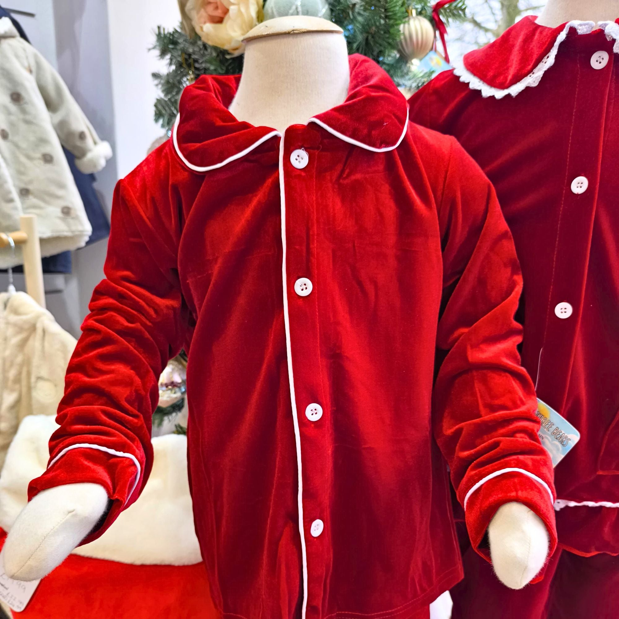 Personalised Velvet Christmas Pyjamas for Girls and Boys