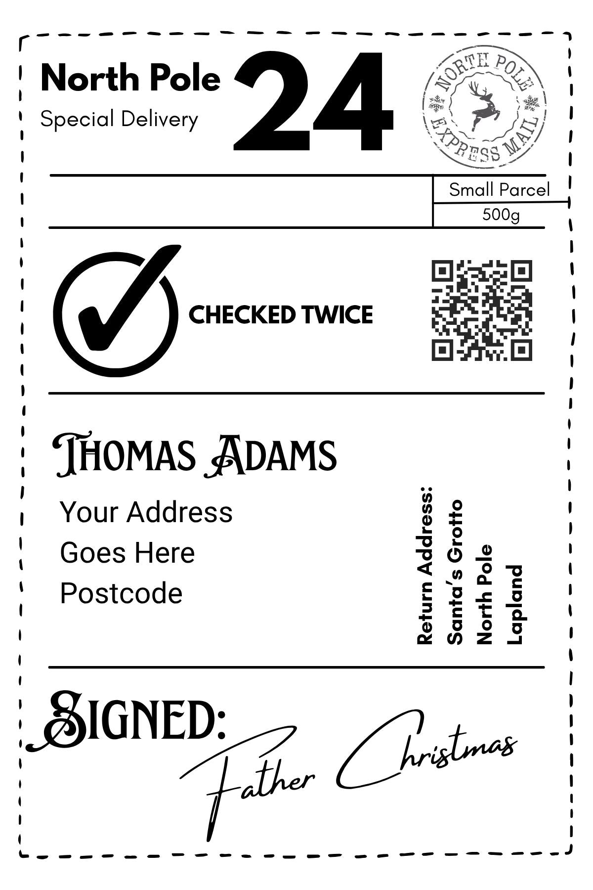 Personalised Christmail Postage Label - Unique Kids Gift Tag