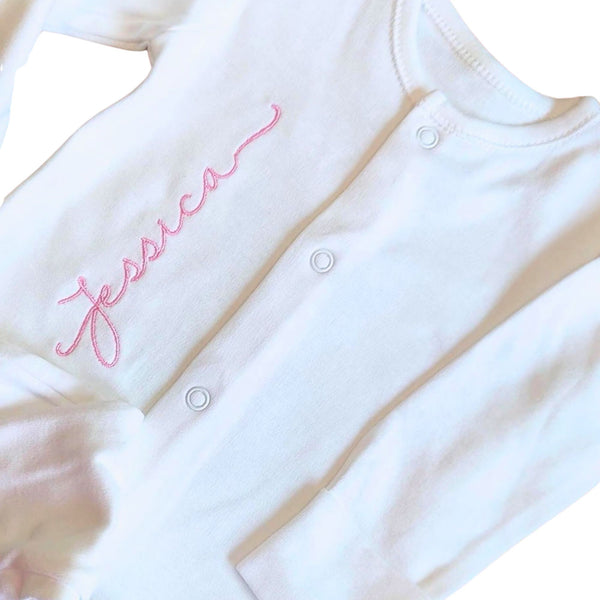 Embroidered Baby Name Sleepsuit for Girls or Boys