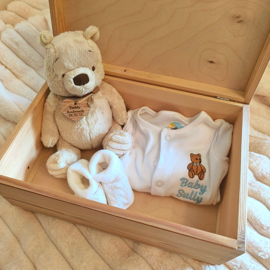 Personalised Wooden Memory Box with Fabric Name