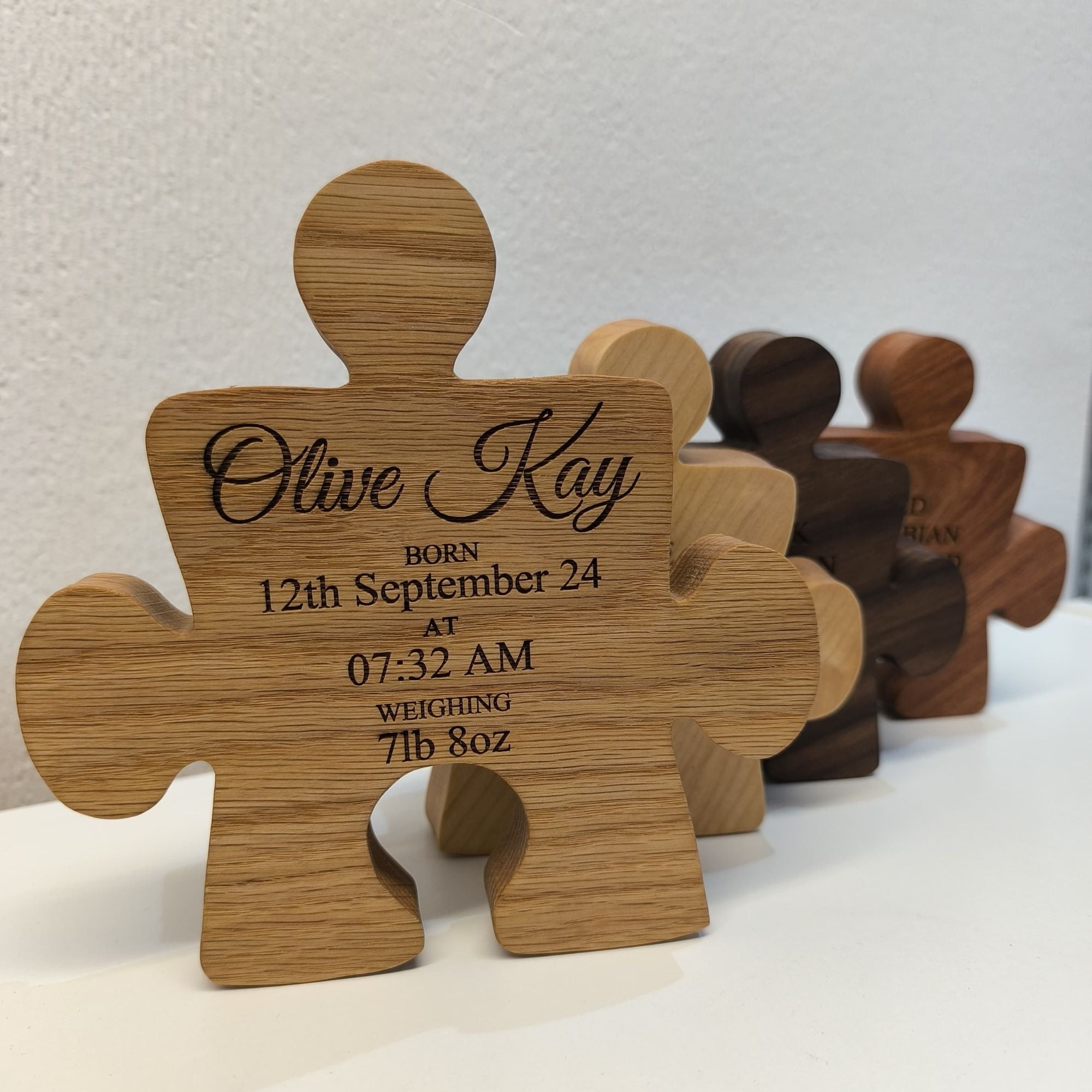 Personalised Solid Wood Jigsaw Puzzle with Baby Birth Details