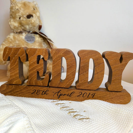 Personalised Wooden Name Sign - Solid English Oak