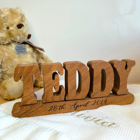 Personalised Wooden Name Sign - Solid English Oak