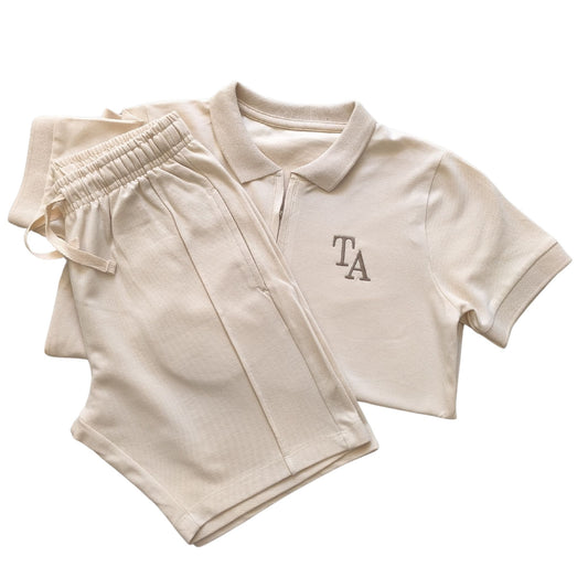 Personalised Boys Polo and Shorts Set with Embroidered Initials
