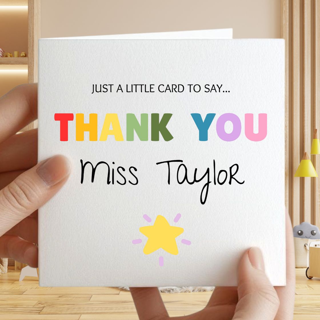Personalised Rainbow Thank You Card for Teachers - 6x6" Sqaure