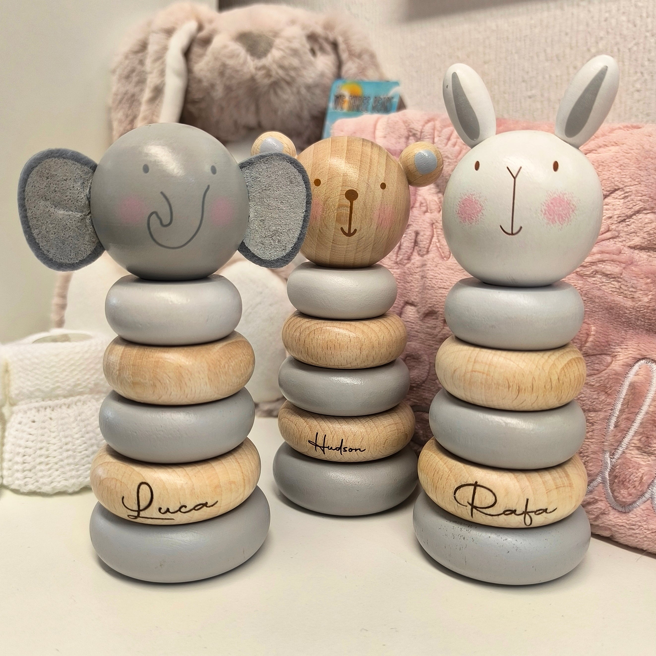 Bambino Wooden Tower Stacking Game - Bear, Elephant or Bunny