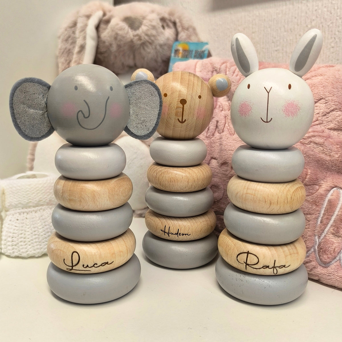 Bear Stack Tower Personalised Wooden Stacker Toy for Baby - Engraved Toddler Gifts – We ...